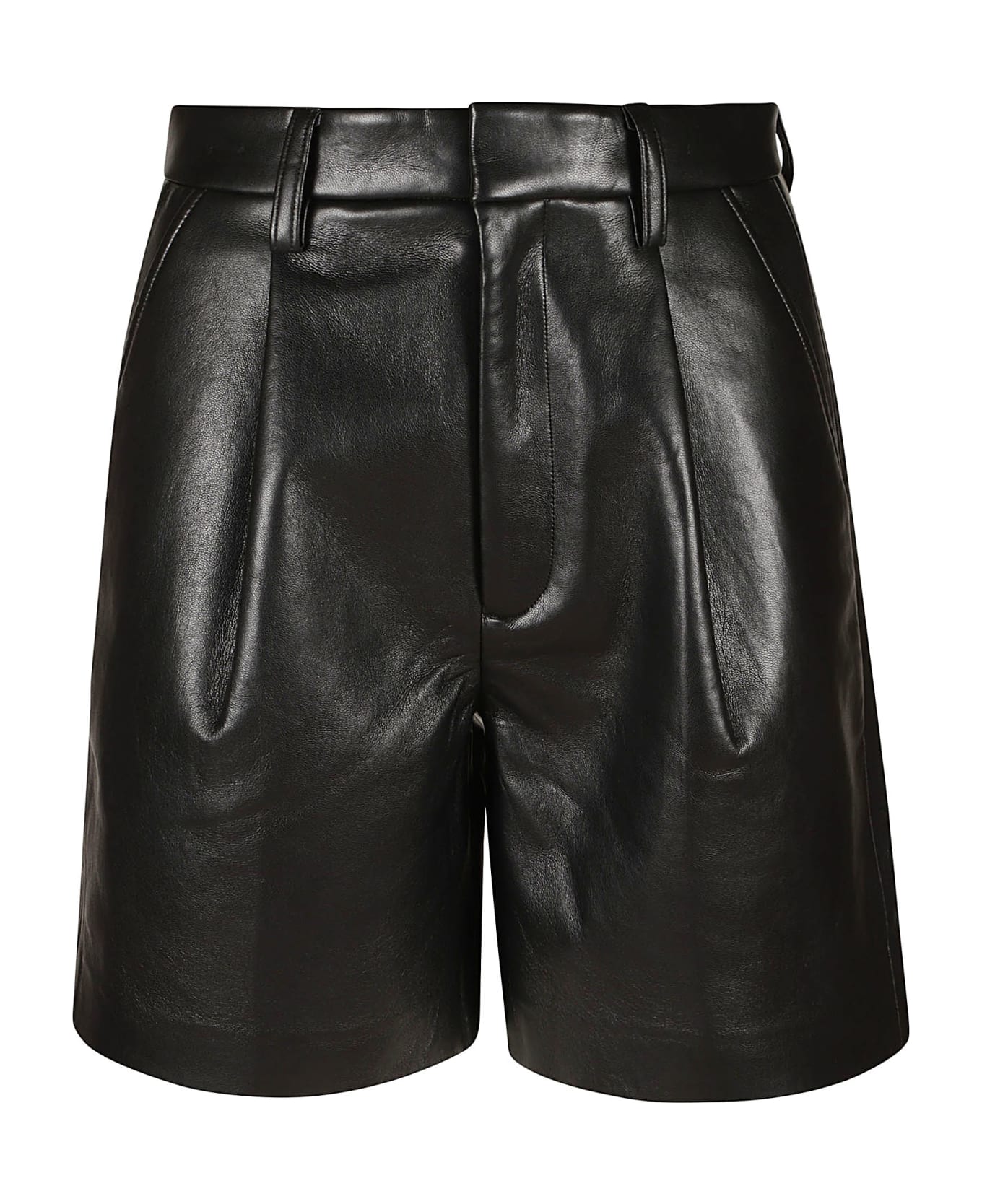 Anine Bing Classic Shiny Leather Shorts - Black ショートパンツ