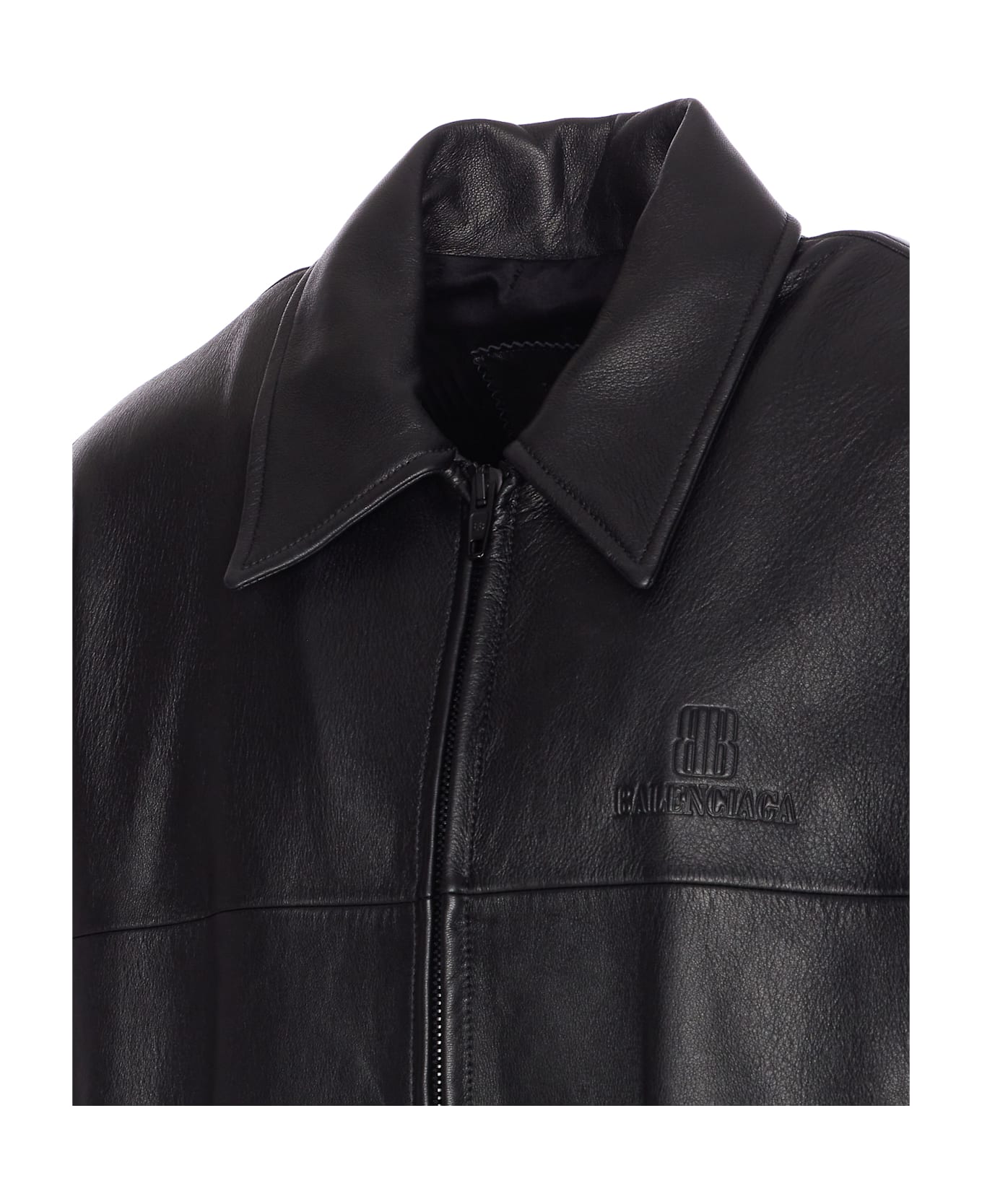Balenciaga Nano Bb Zip Leather Jacket - Black