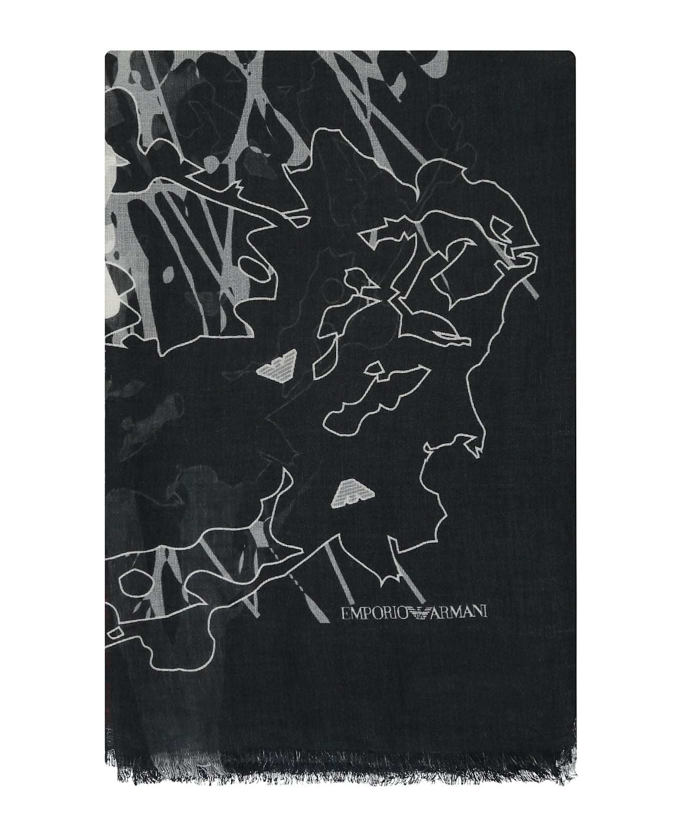Emporio Armani Printed Scarf - black