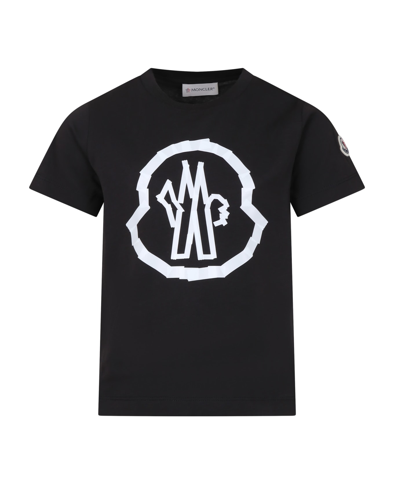 Moncler Black T-shirt For Boy With Logo Tシャツ＆ポロシャツ