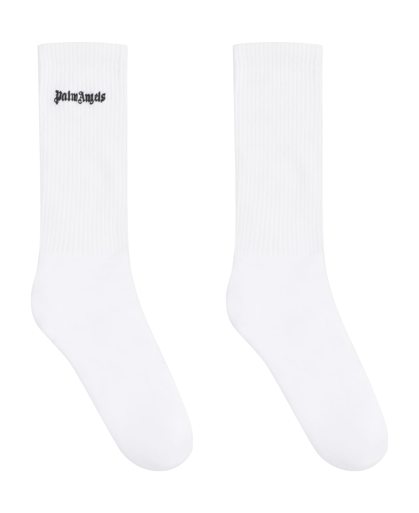 Palm Angels Cotton Socks With Logo - White 靴下