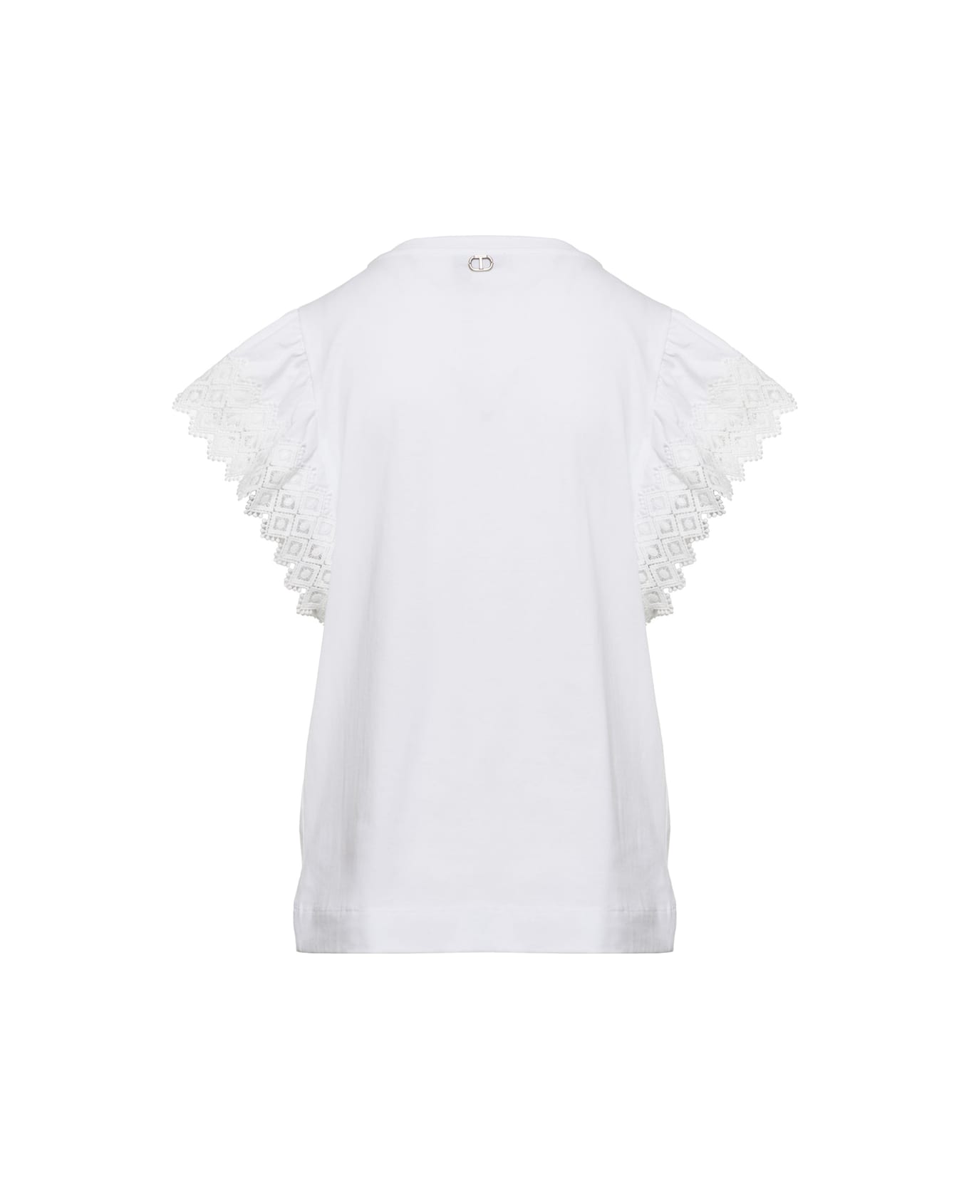 TwinSet White Crew Neck T-shirt In Cotton Woman - White Tシャツ