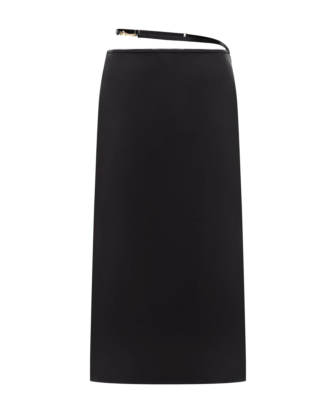 Jacquemus Logo Plaque Midi Skirt - BLACK