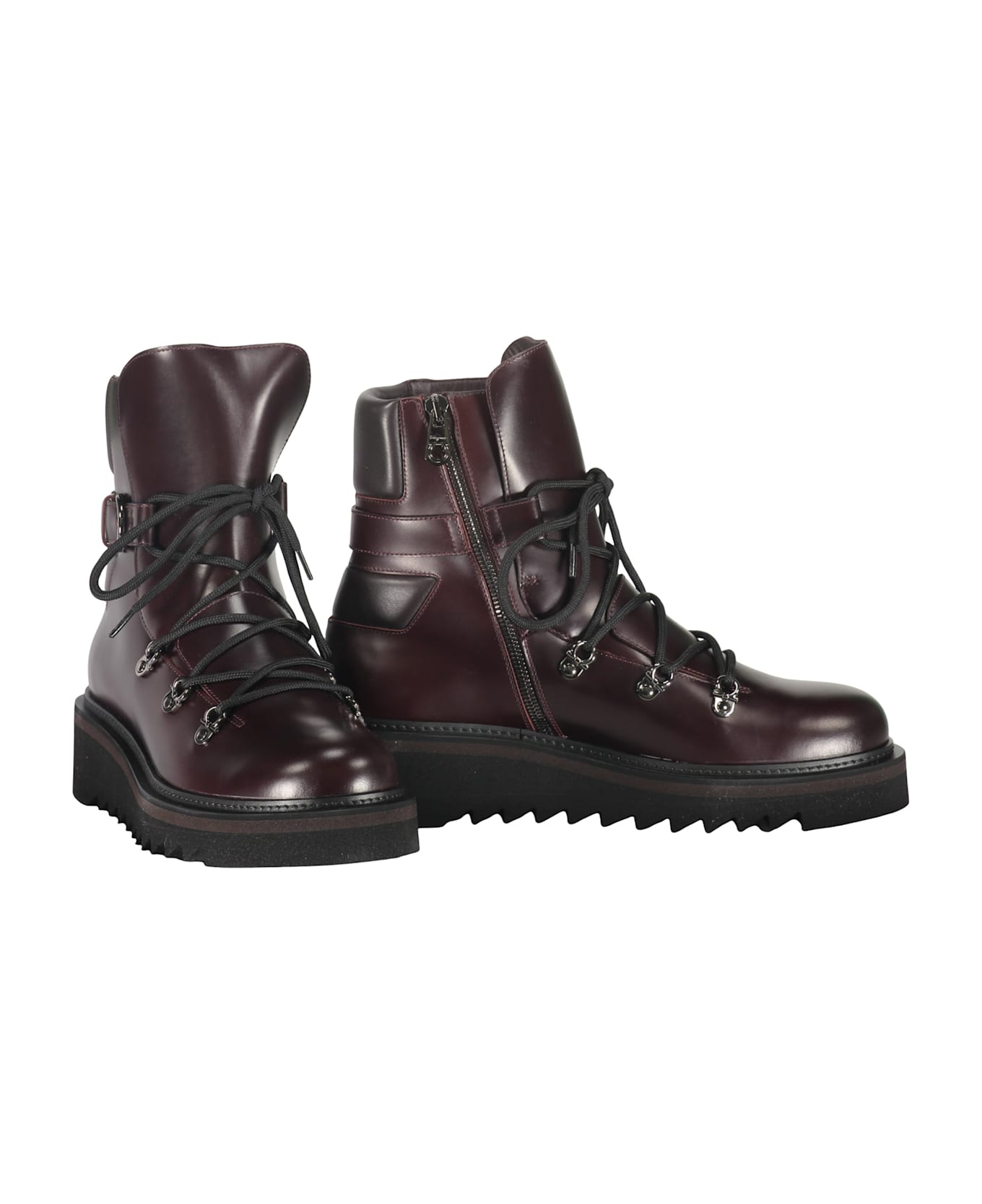 Ferragamo Leather Ankle Boots - Burgundy