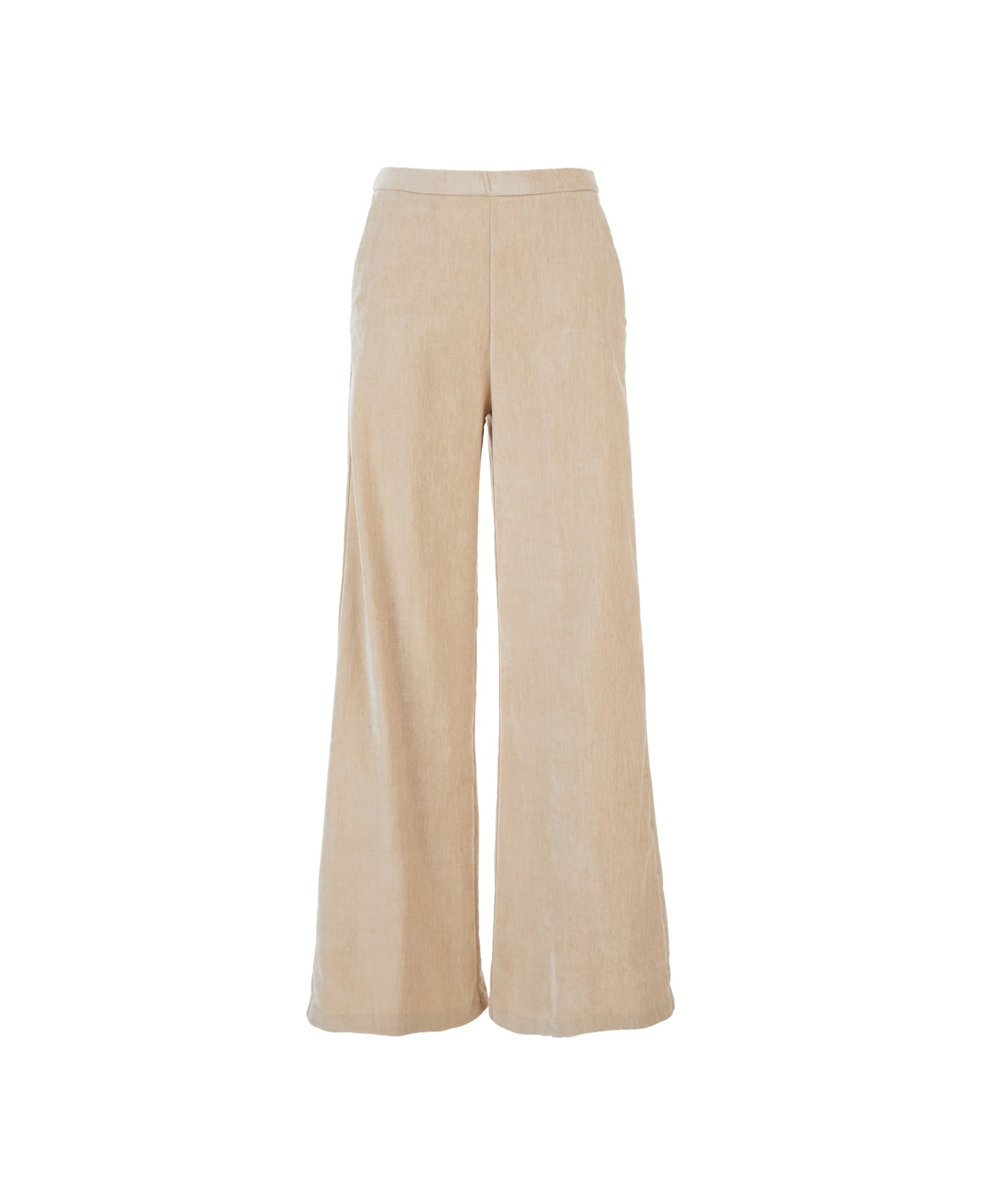 Forte_Forte Beige Trousers With Elastic Waist In Velvet Woman - Beige