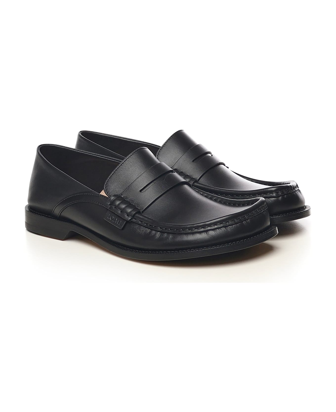 Loewe Campo Flap Back Loafers In Calfskin - Black