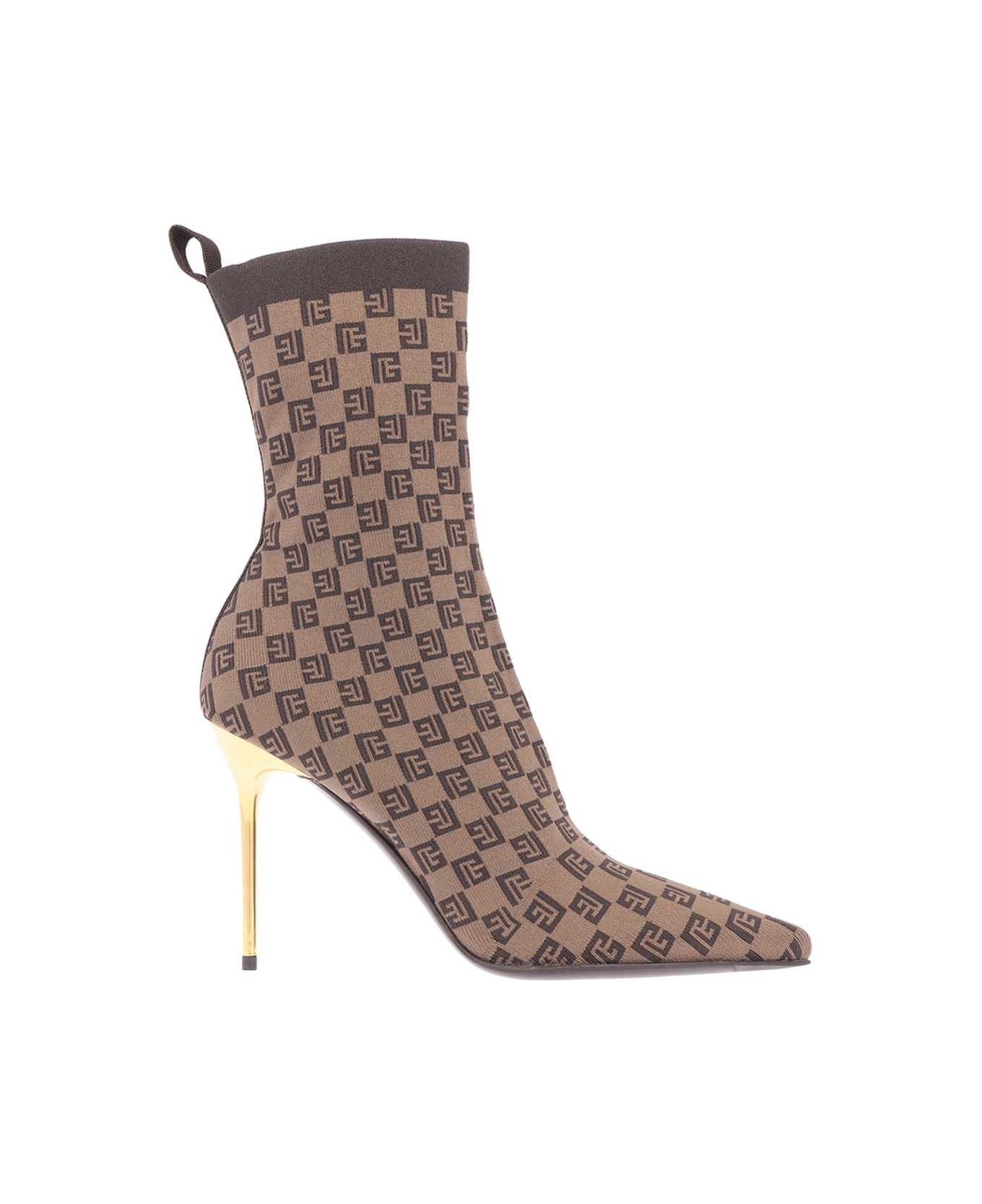 Balmain Fabric Ankle Boots - brown