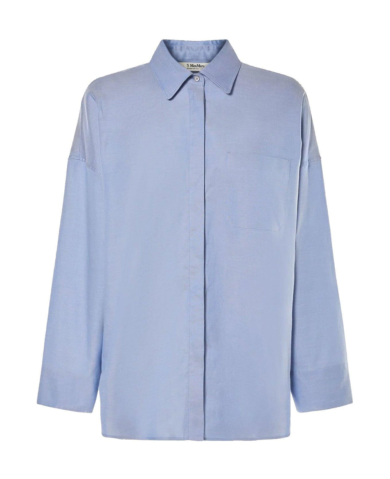 'S Max Mara Buttoned Long-sleeved Shirt - Light blue シャツ
