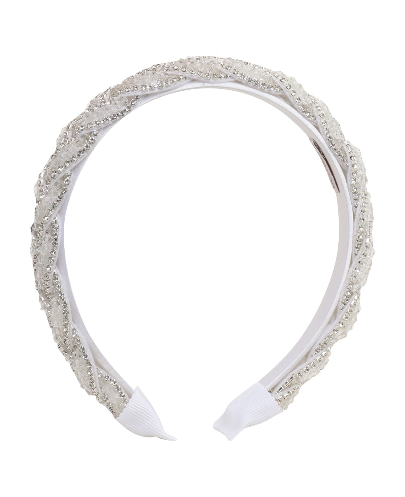 Monnalisa Headband With Applied Rhinestones - WHITE