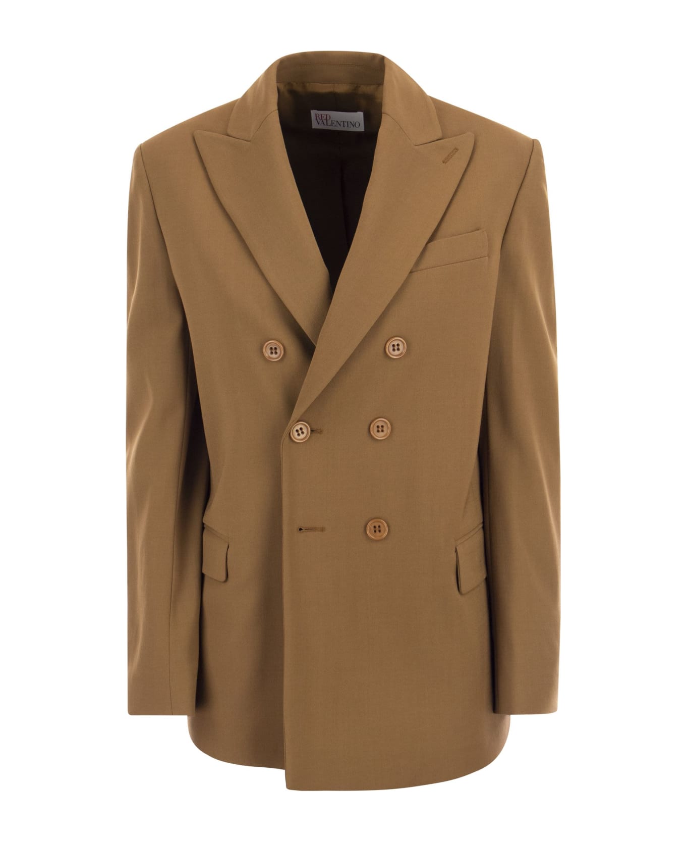 RED Valentino Viscose And Wool Double-breasted Jacket - Tobacco