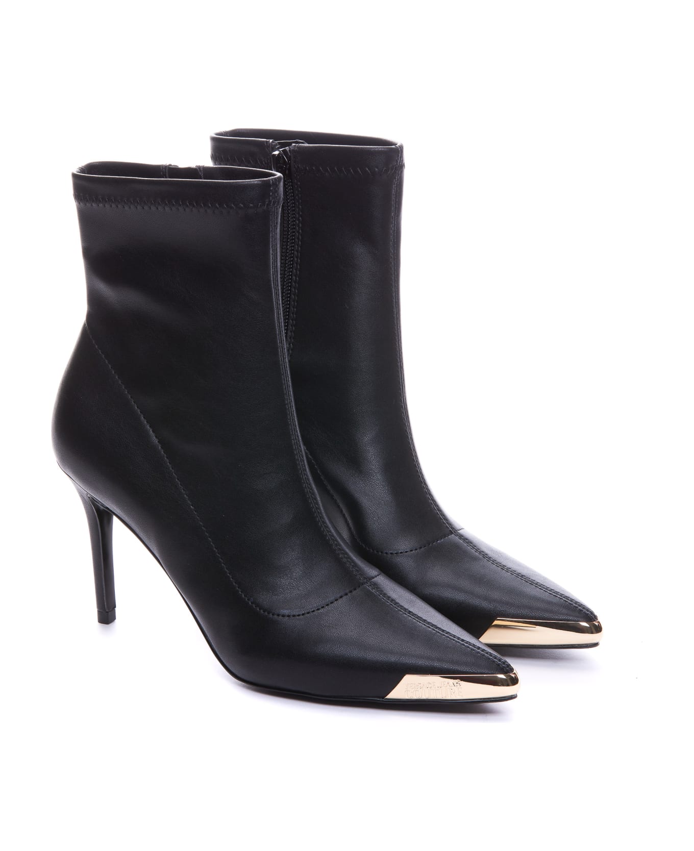 Versace Jeans Couture Logo On Toe Pump Ankle Boots - Black