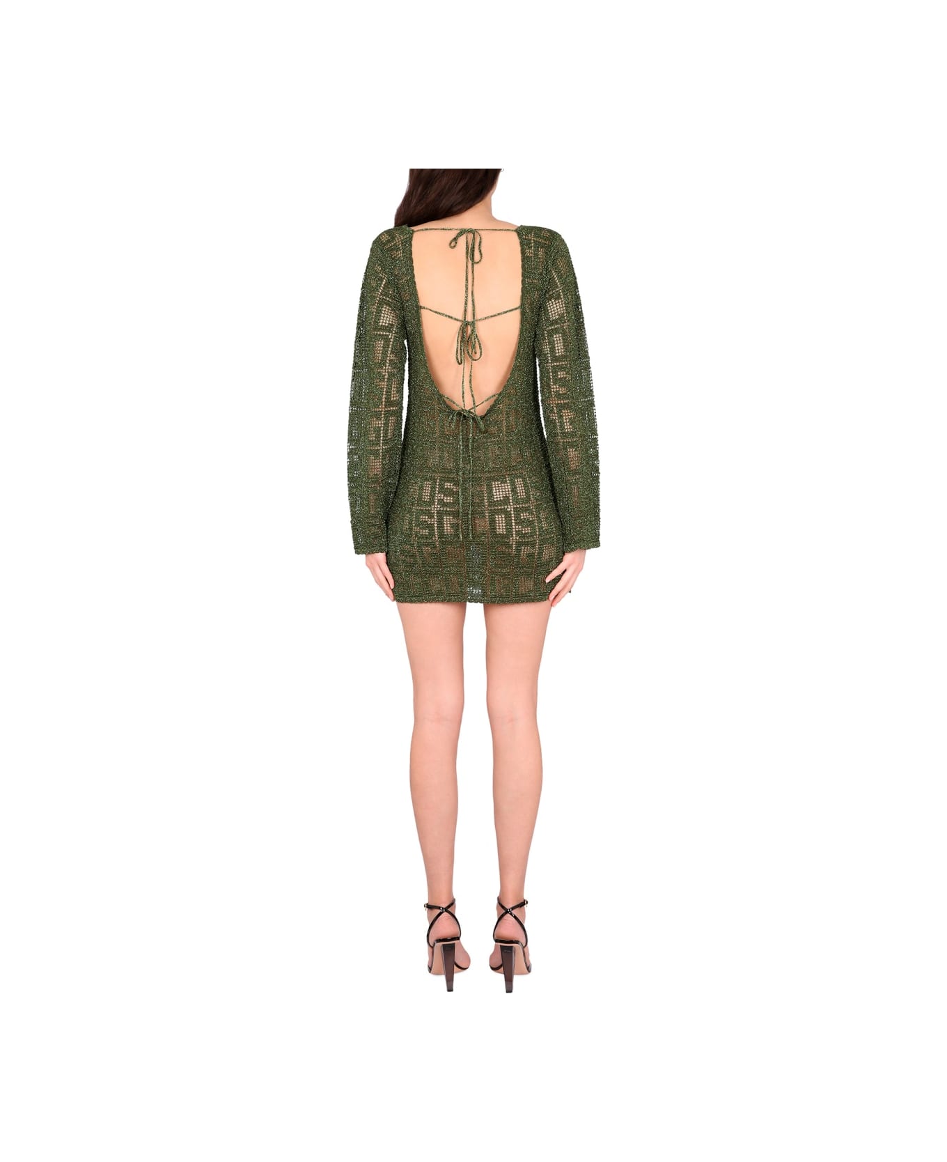 GCDS Monogram Macrame Dress - MILITARY GREEN