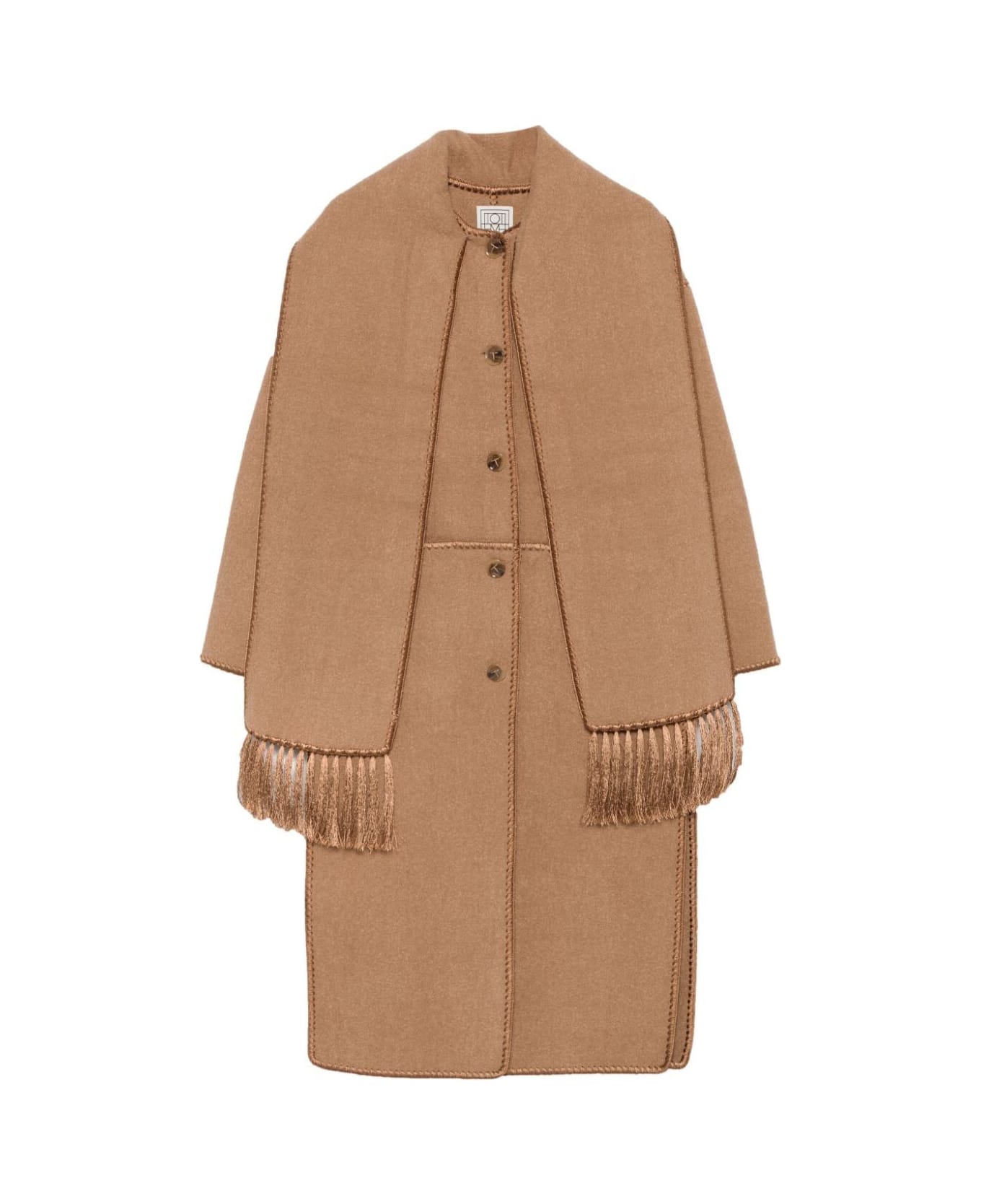 Totême Embroidered Scarf Coat - Camel