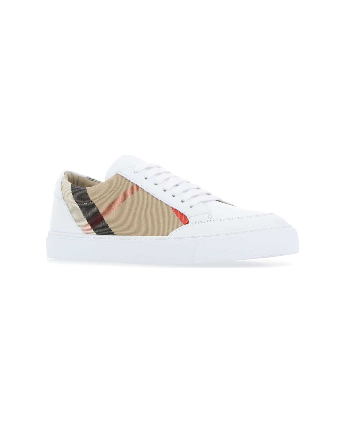 Burberry Multicolor Leather And Fabric Sneakers - White