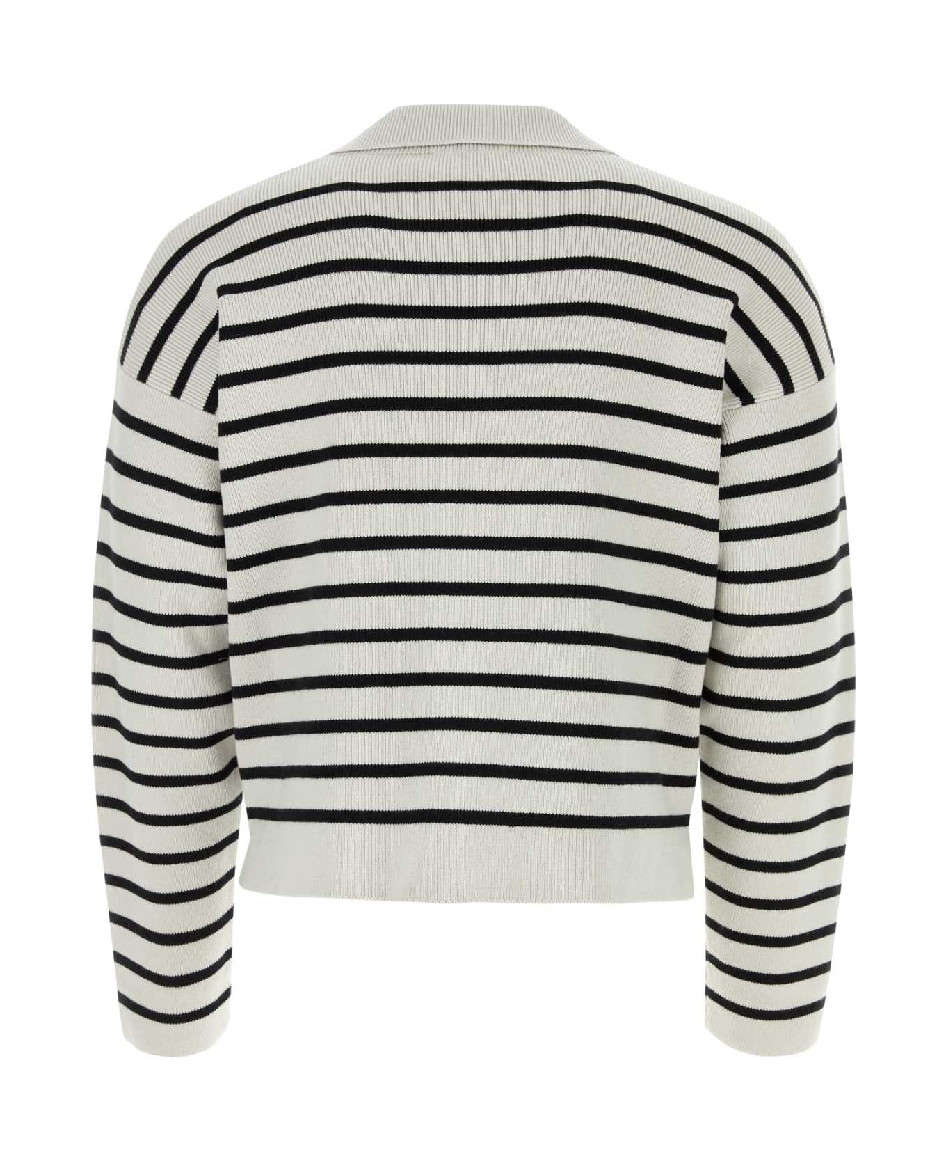 Ami Alexandre Mattiussi Embroidered Cotton Blend Sweater - CHALKBLACK
