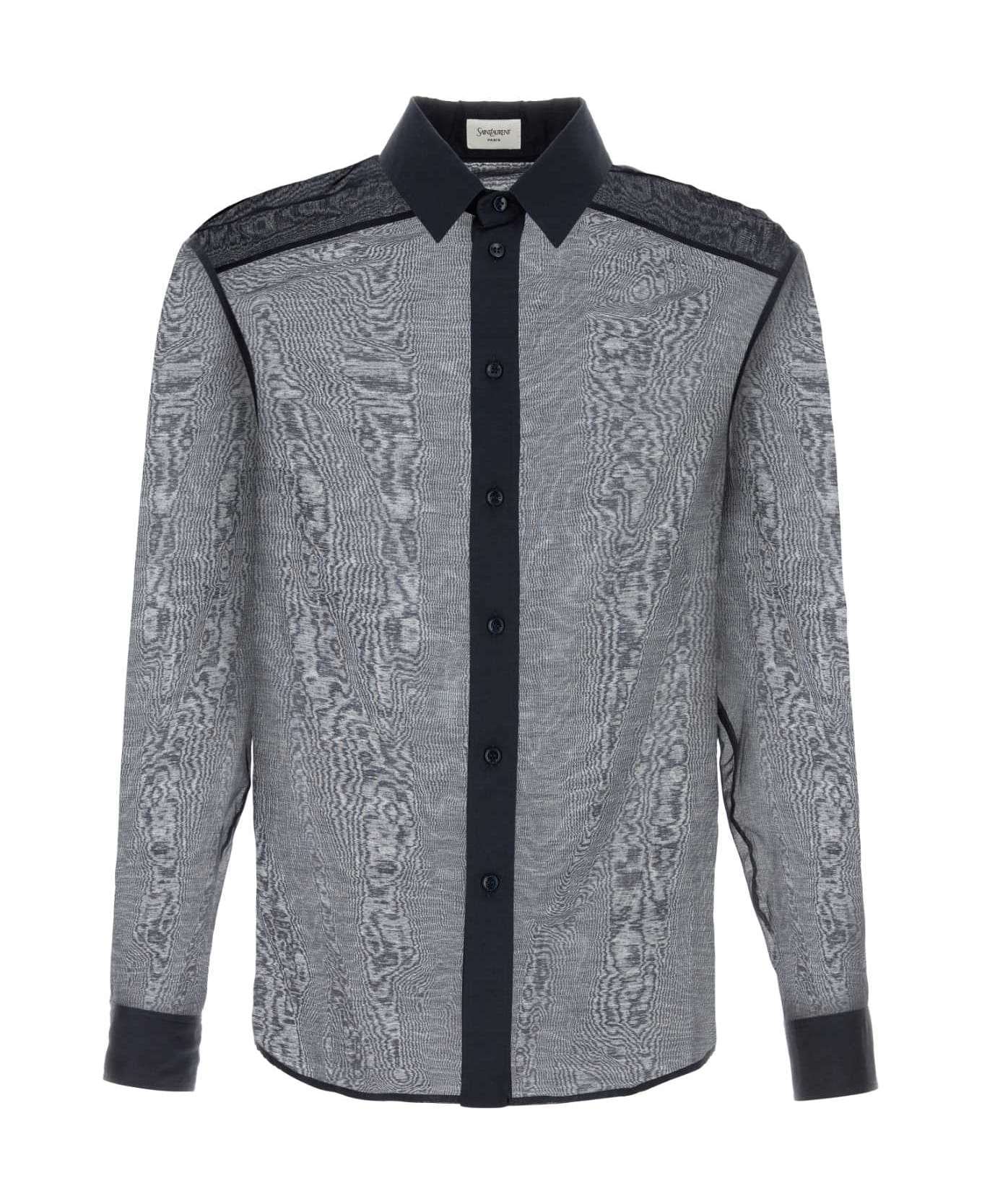 Saint Laurent Navy Blue Cotton Blend Shirt - BLEUNUIT