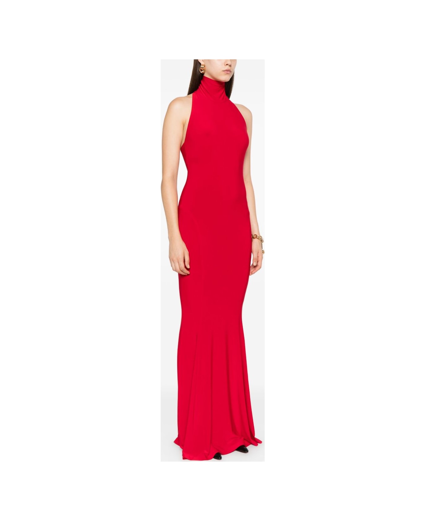 Norma Kamali Red Halterneck Midi Dress - Red