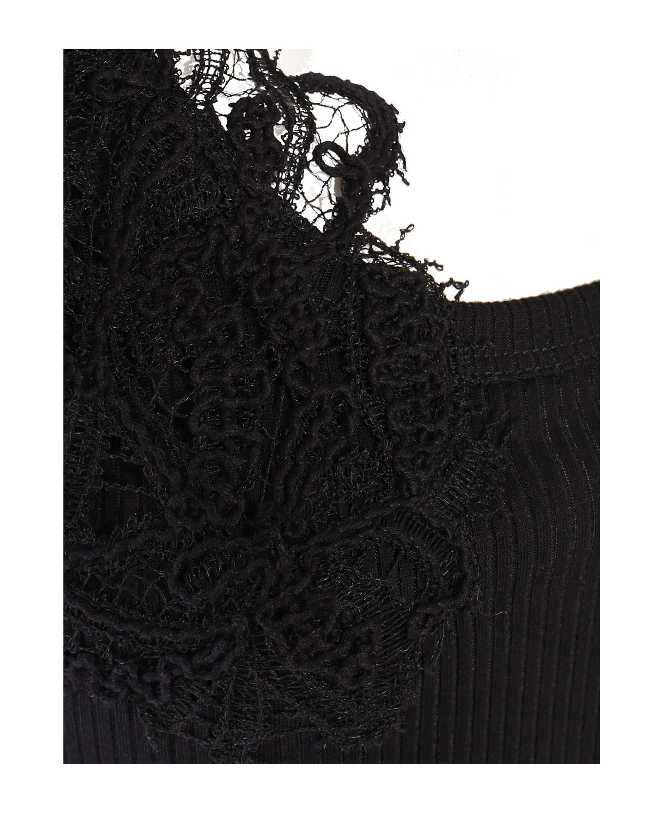 Ermanno Ermanno Scervino Black Tank Top With Lace - BLACK