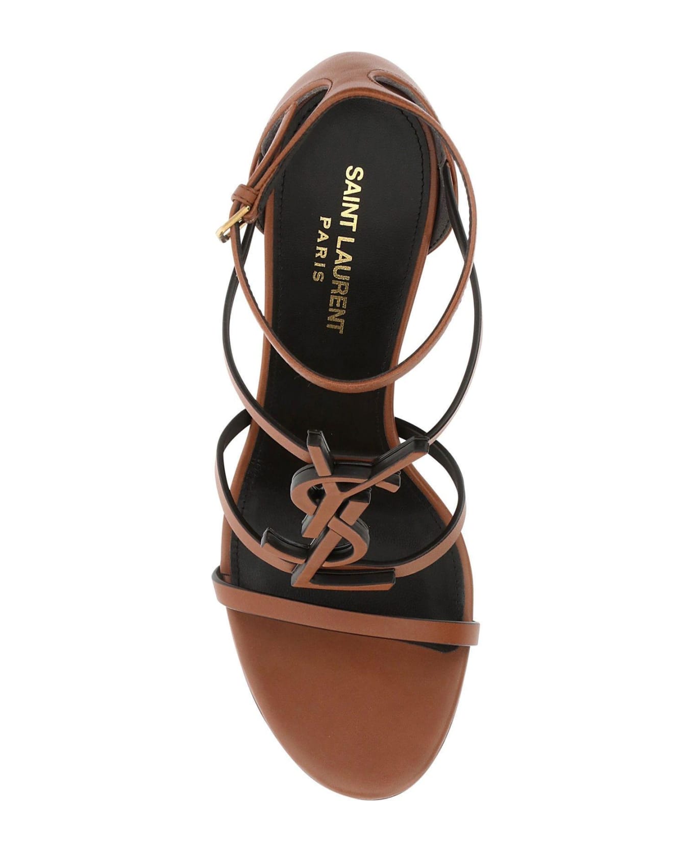 Saint Laurent Brown Leather Cassandra 100 Sandals - Marrone サンダル