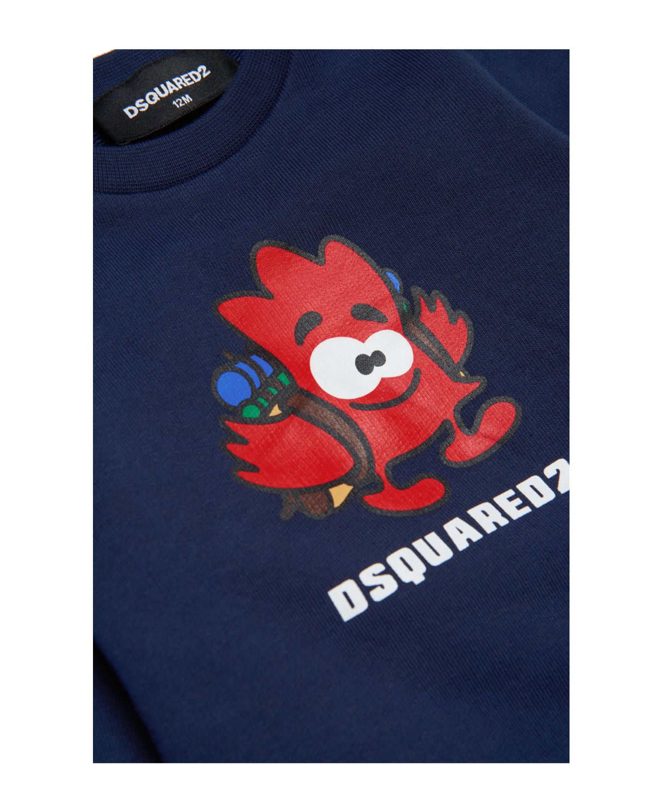 Dsquared2 D2s763b Sweat-shirt Dsquared Cotton Crew-neck Sweatshirt With Tiny Leaf - Eclipse Blue