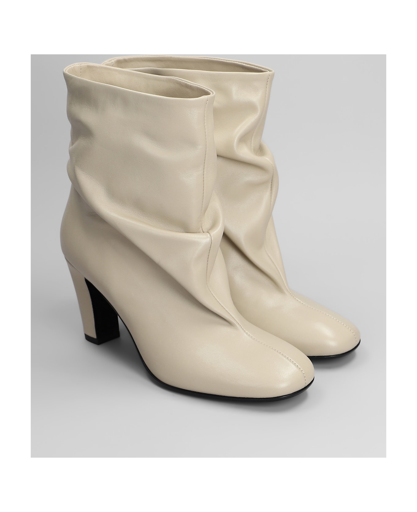 Strategia High Heels Ankle Boots In Beige Leather - beige