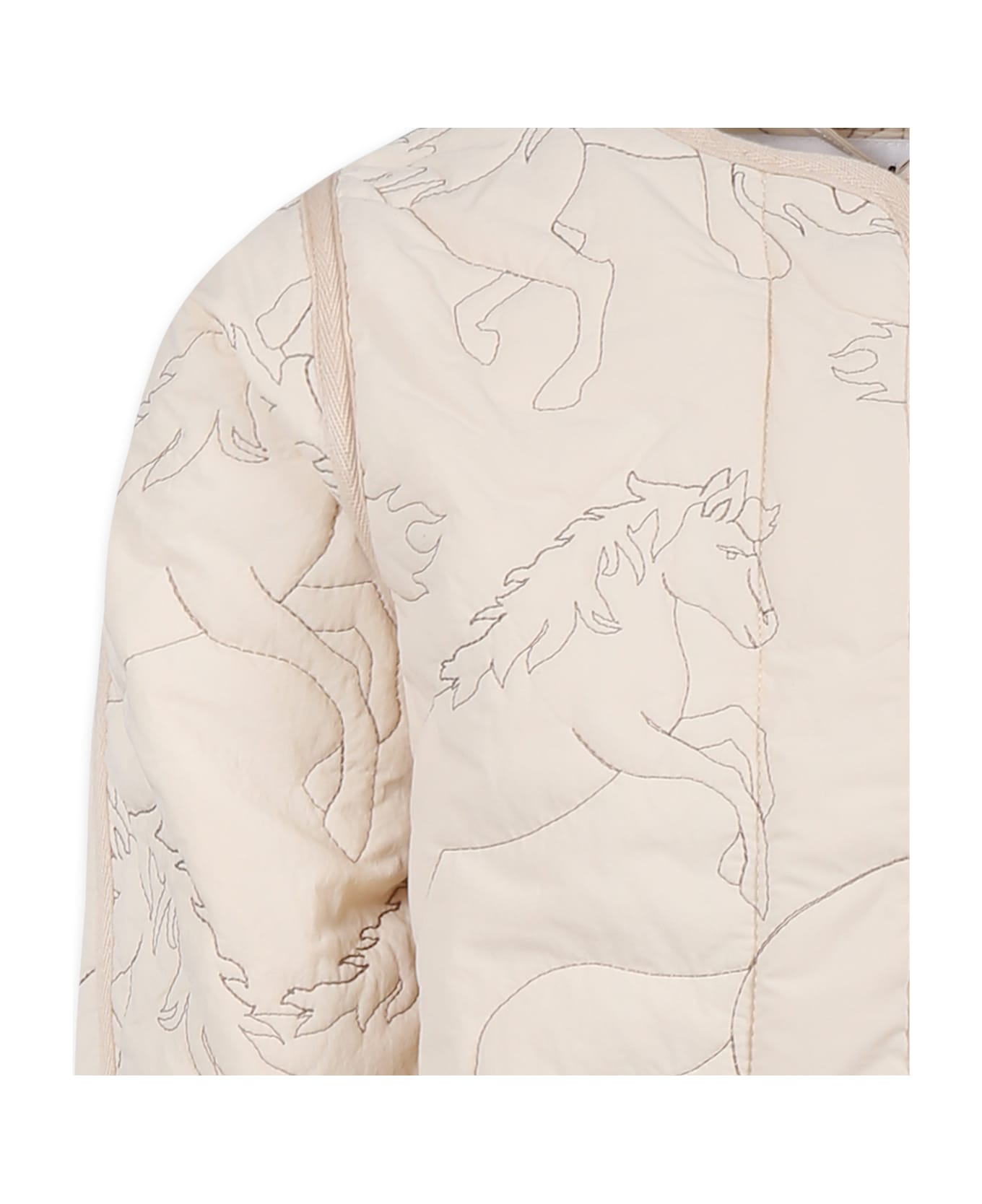 Molo Ivory Down Jacket For Girl With Horses - Ivory