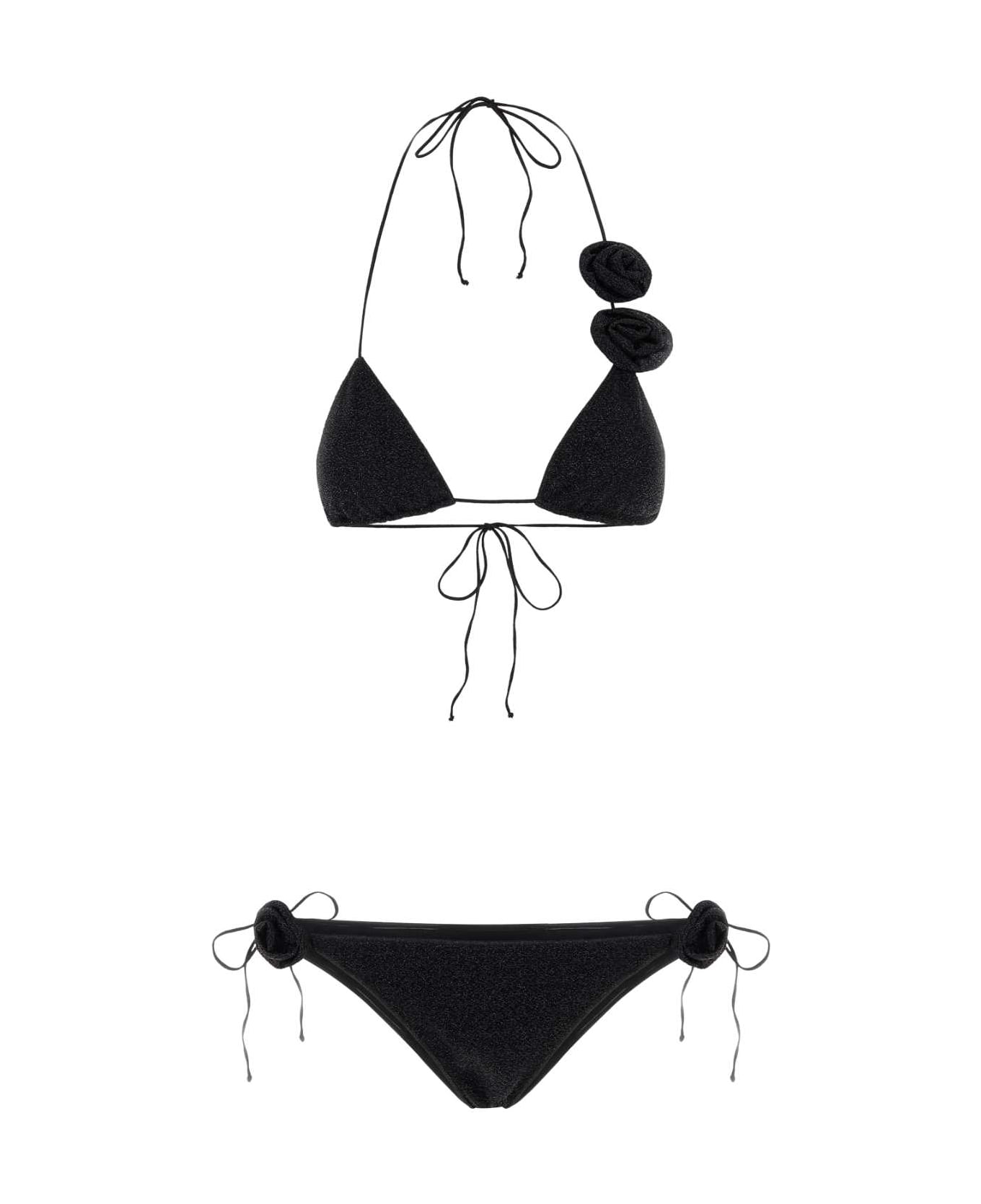 Oseree Black Nylon Blend Bikini - BLACK