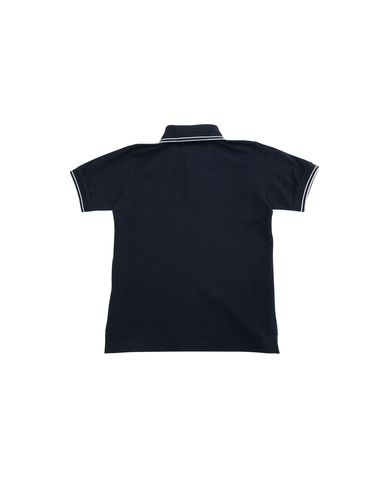 Stone Island Junior Dark Blue Polo Shirt With Classic Collar And Chest Logo Patch In Cotton Boy - Blu