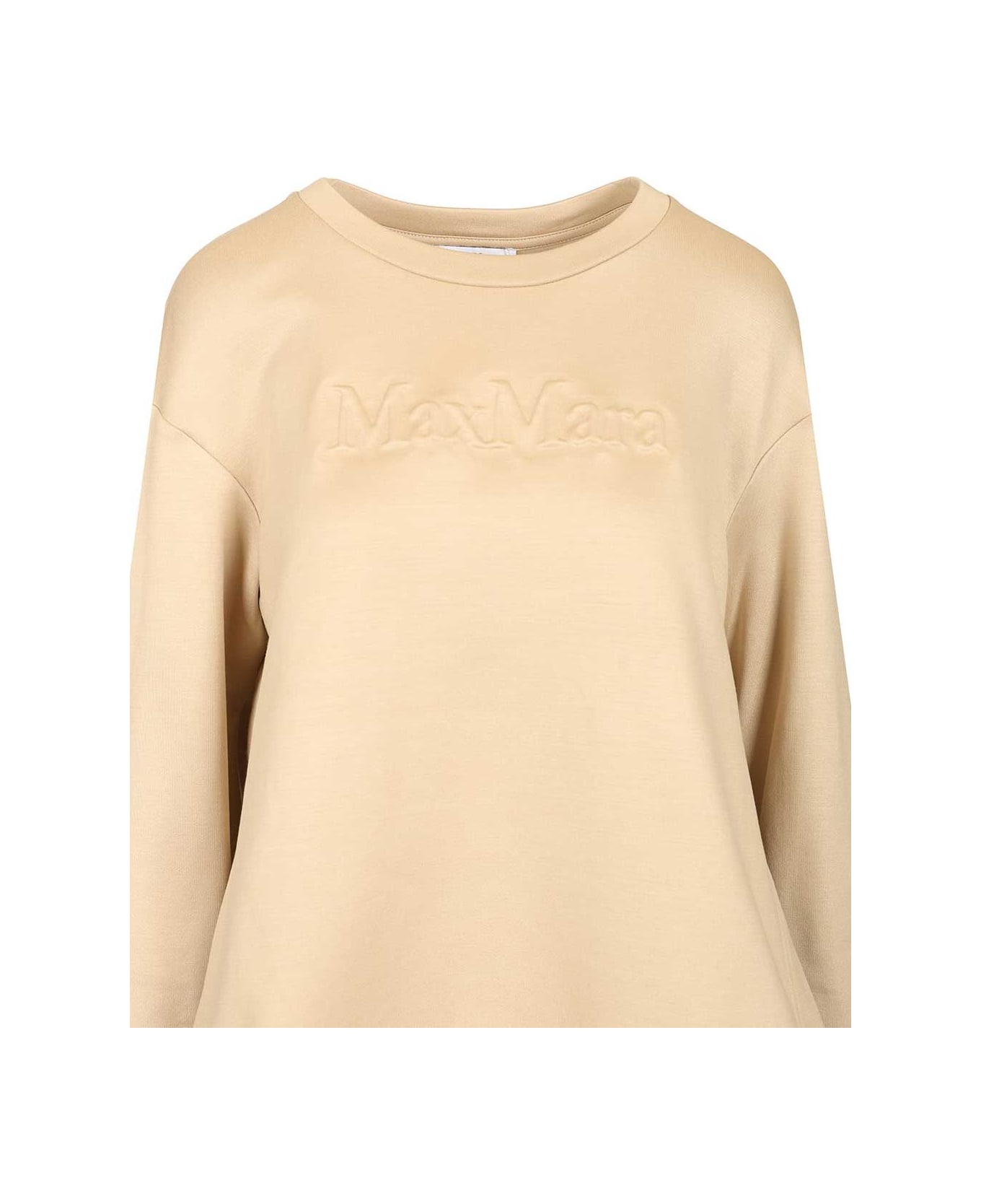 Max Mara Berma Crewneck Embossed Logo Sweatshirt - BEIGE
