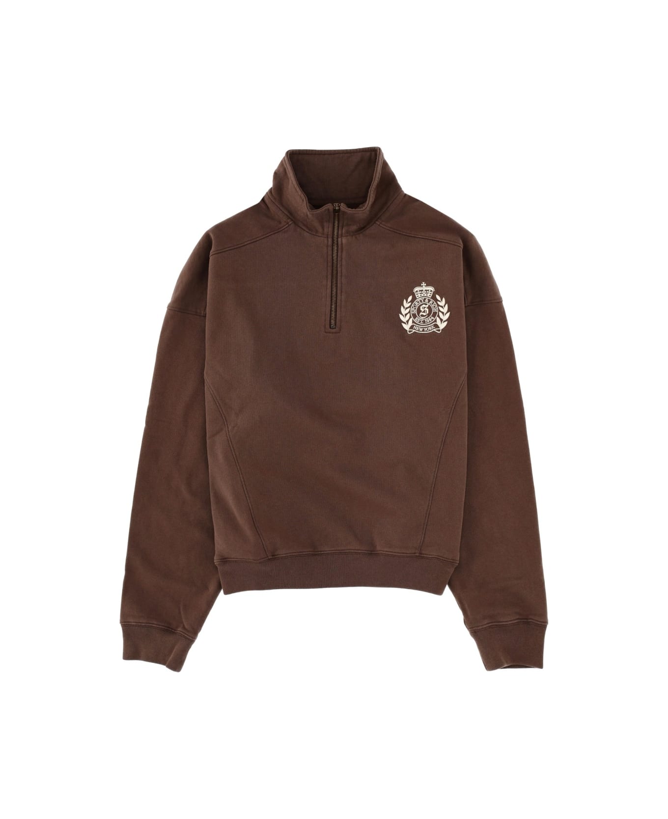 Sporty & Rich Sweatshirt With Logo - BROWN