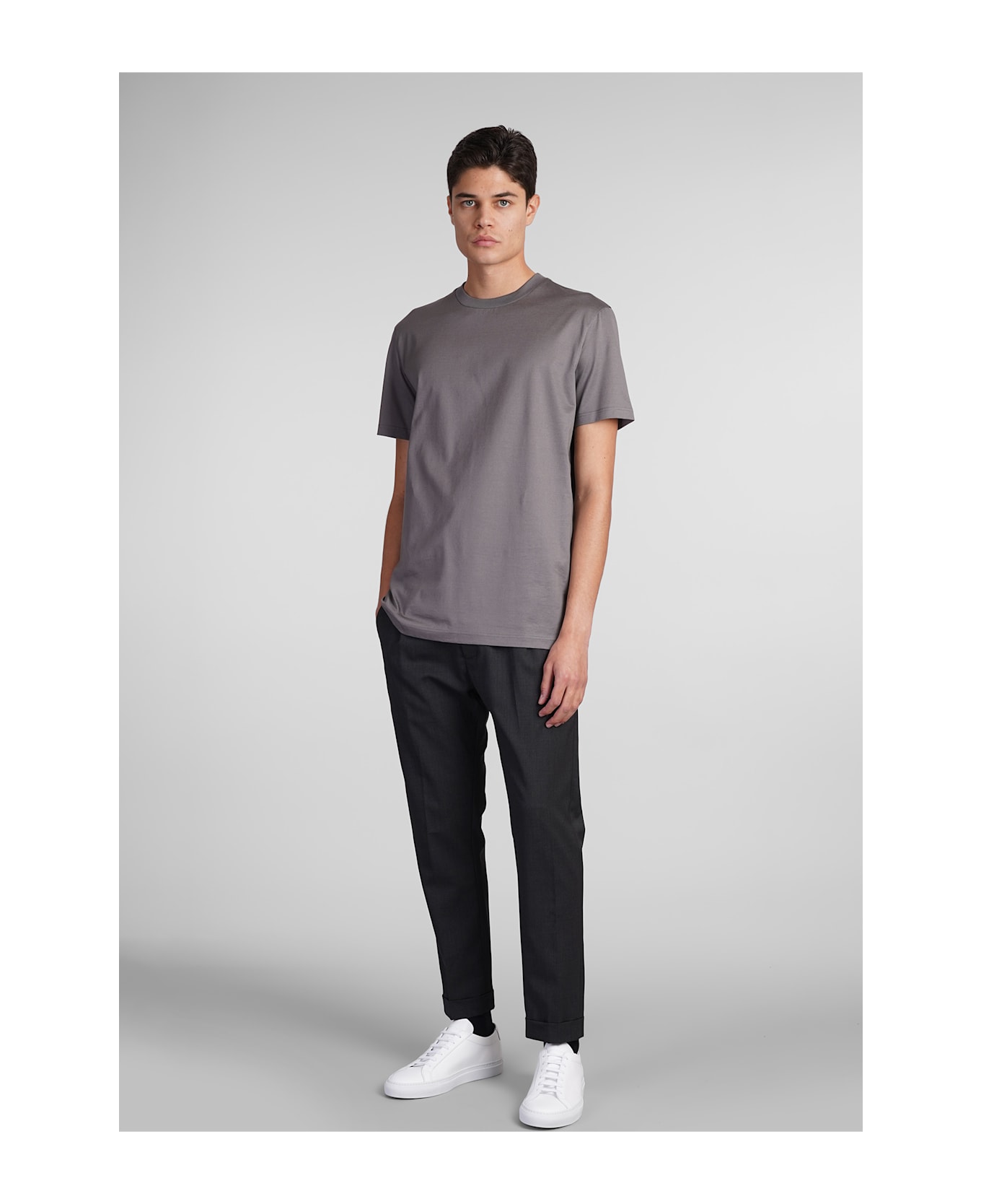 Low Brand B213 Basic T-shirt In Grey Cotton - grey