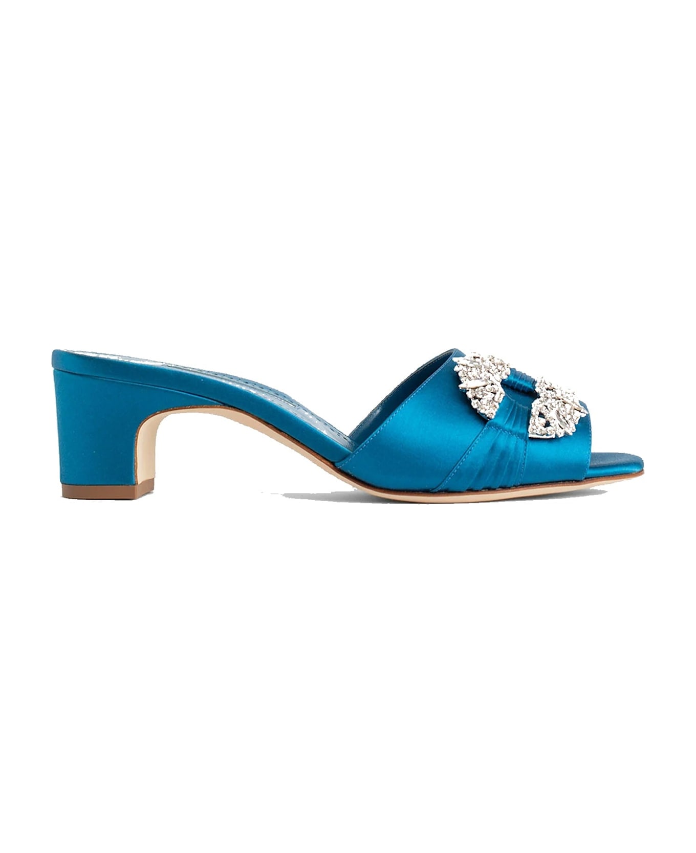 Manolo Blahnik Prinap 050 Satin Mules - Blue
