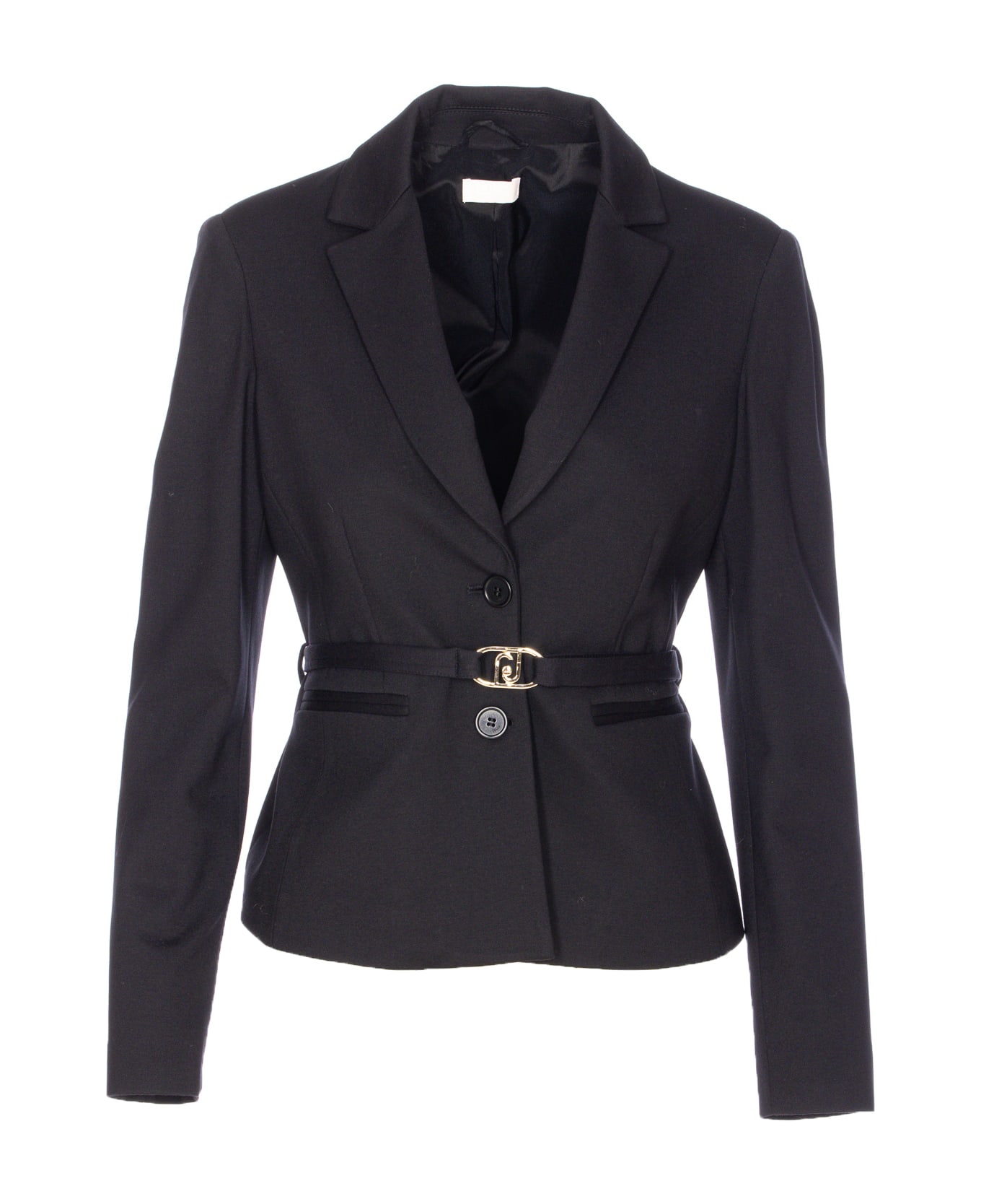 Liu-Jo Jacket With Logoed Belt - Black