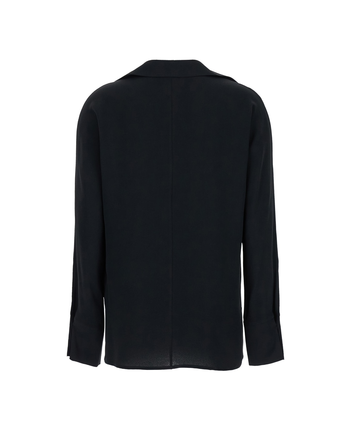 Antonelli 'elva' Black Asymmetric Shirt With Cuban Collar In Silk Blend Woman - Black