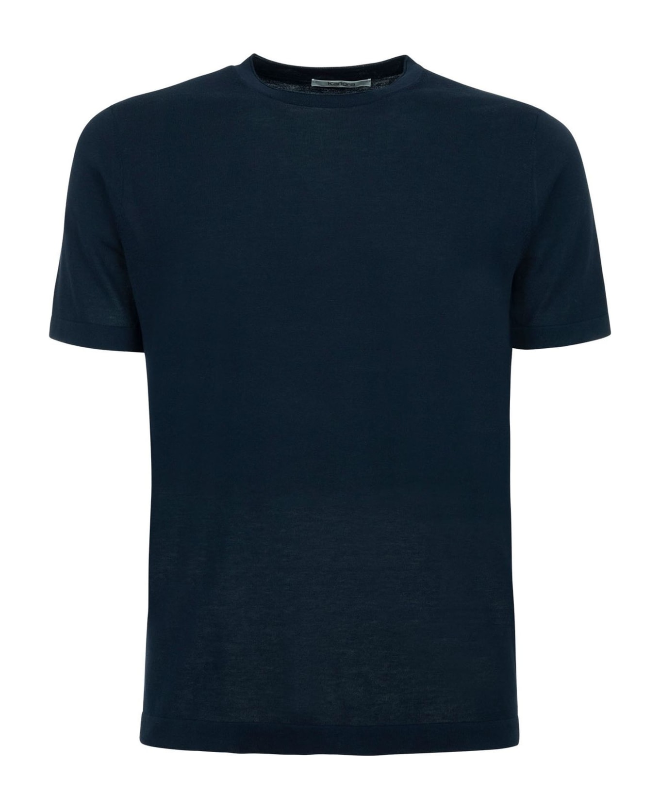 Kangra Blue Cotton Ribbed T-shirt - Blue シャツ