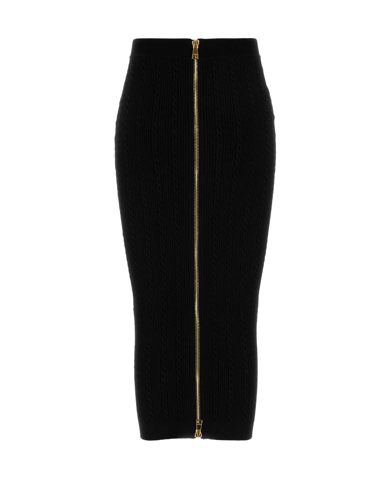Balmain Black Viscose Blend Skirt - NOIR