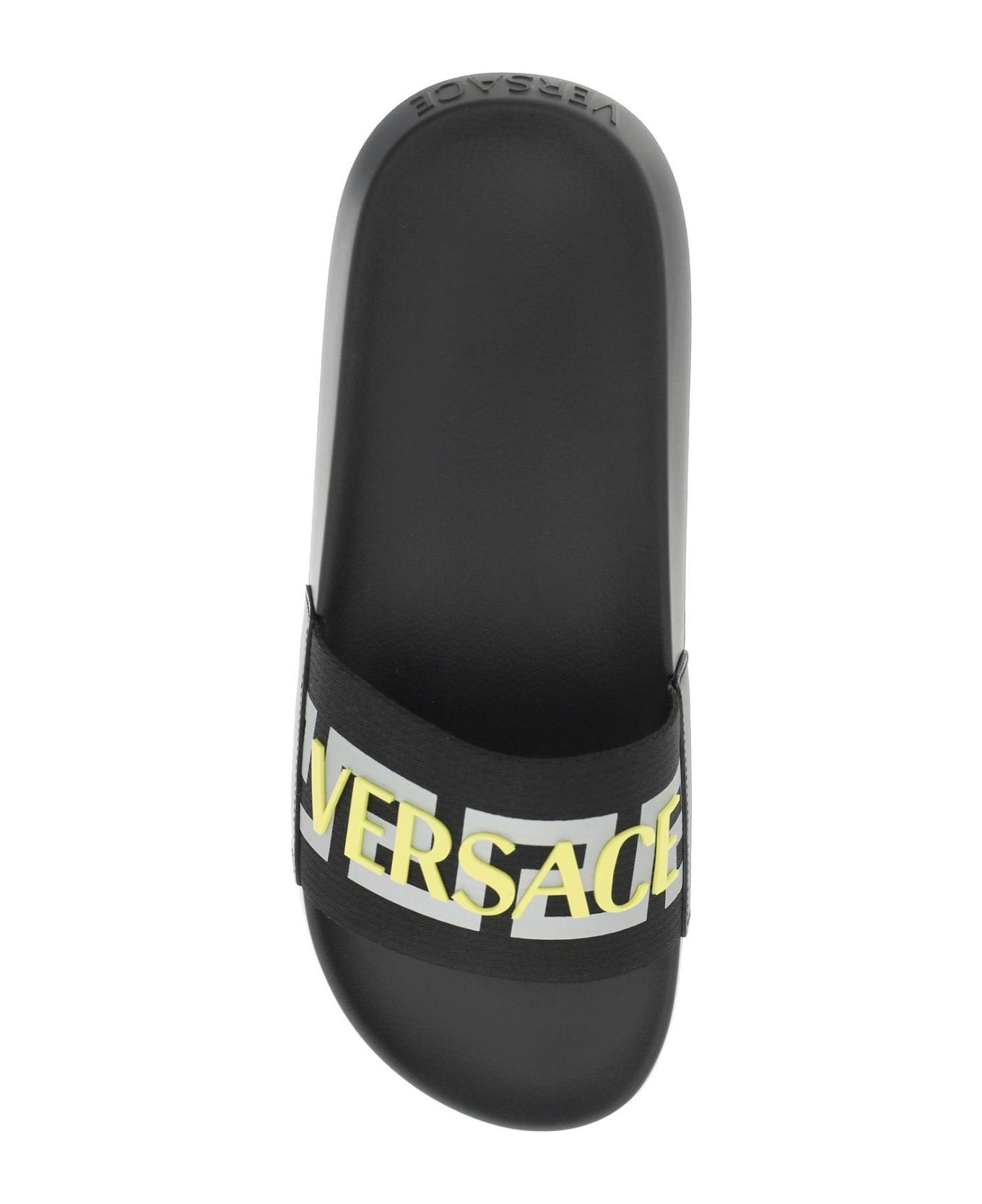 Versace Logo Detail Rubber Slides - black