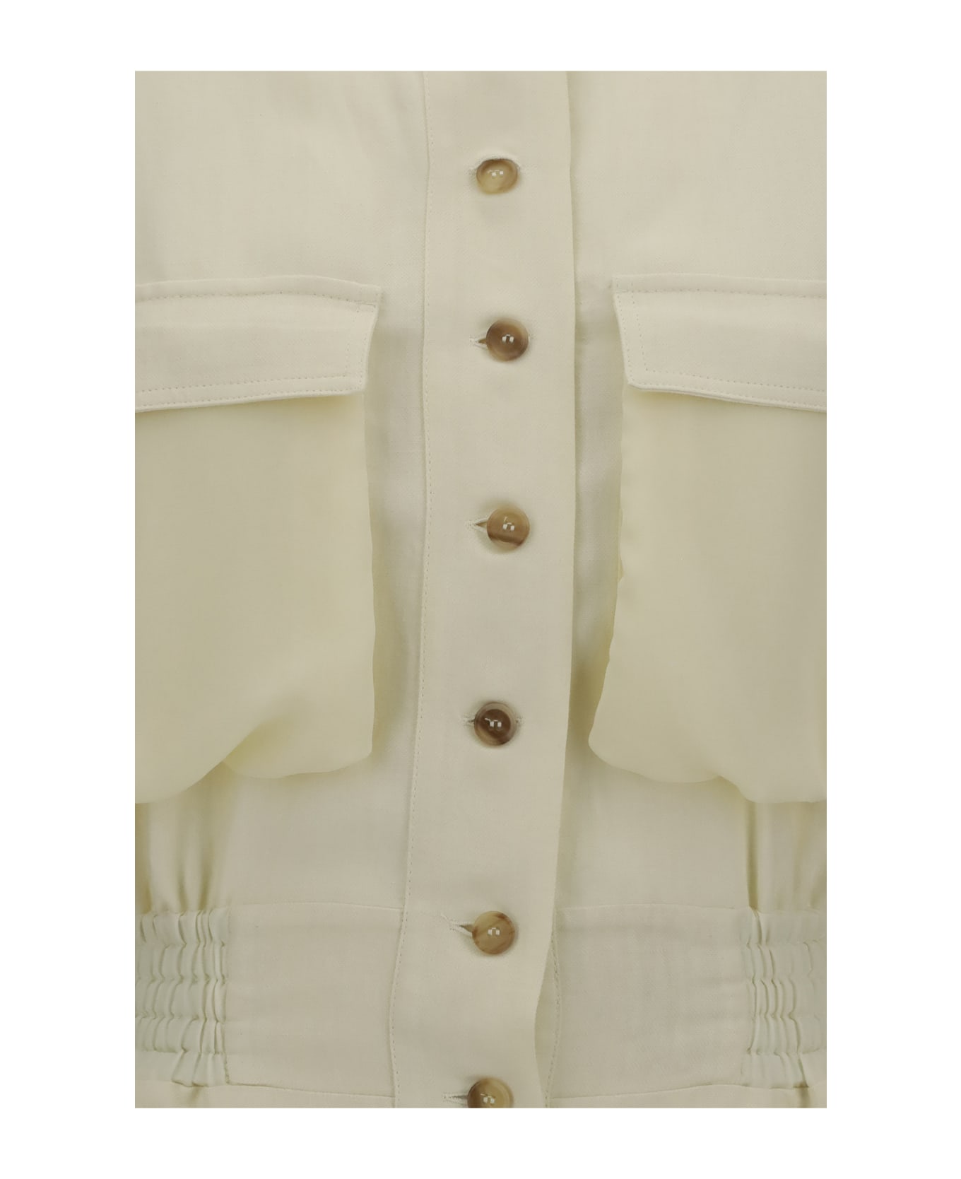 Pinko Linen Chemisier Dress - BEIGE RUTABAGA