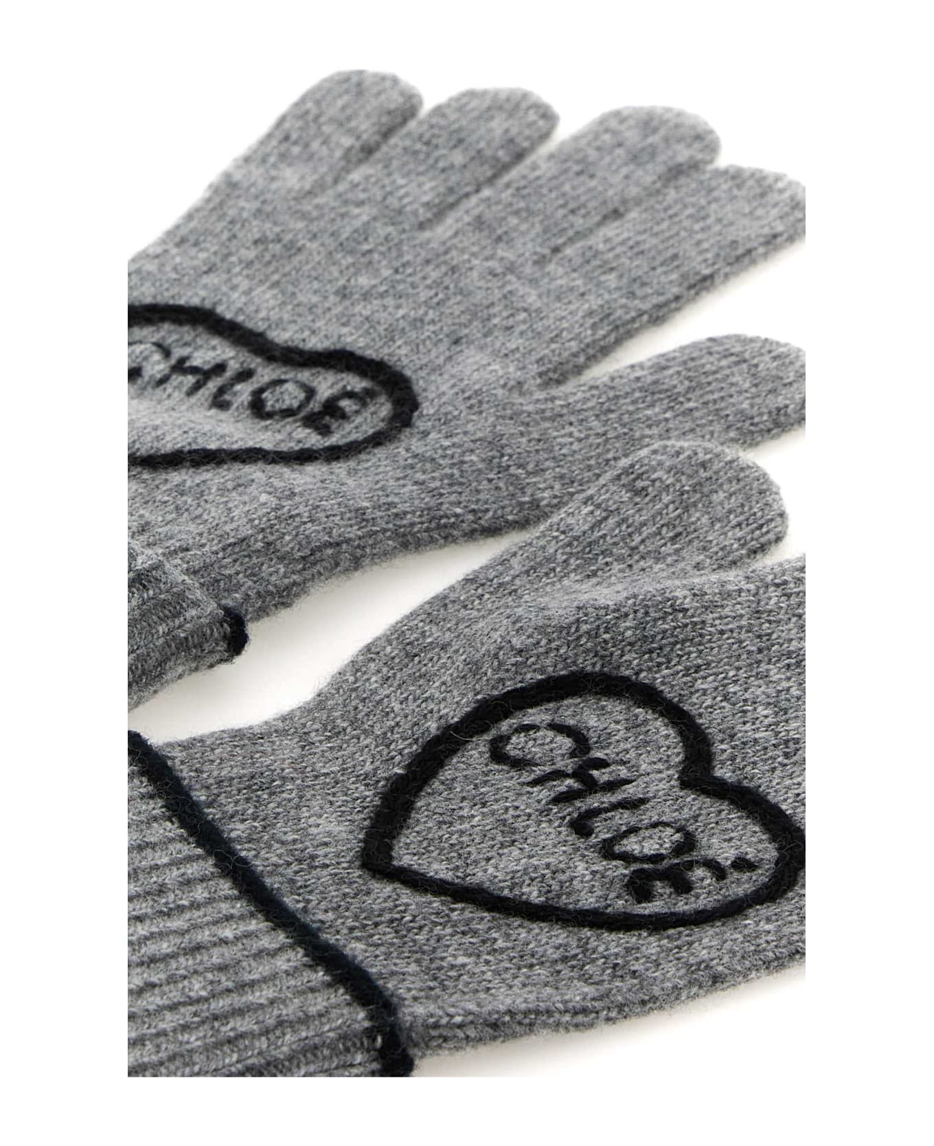 Chloé Grey Wool Blend Gloves - DIVINEGREY