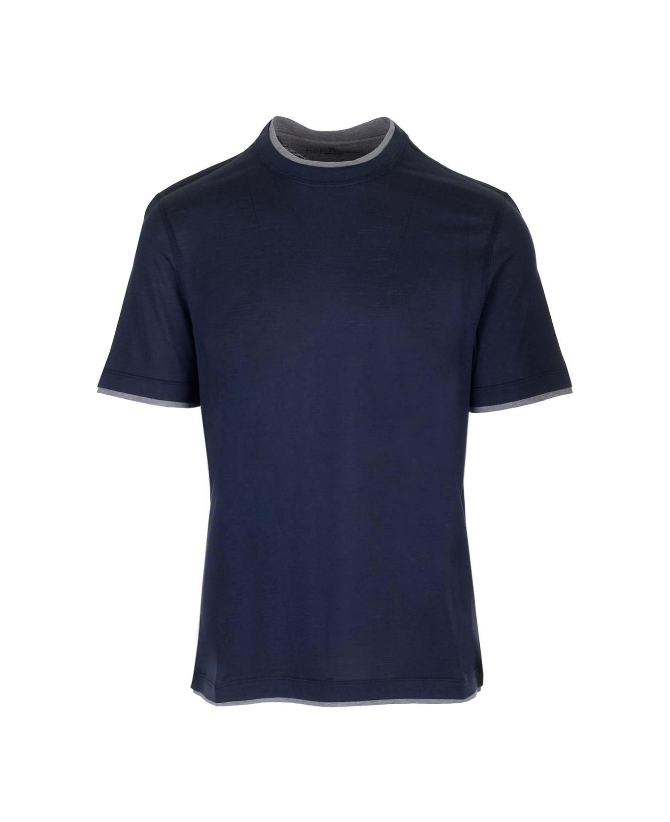 Brunello Cucinelli Double Layer Crewneck T-shirt - Blue シャツ