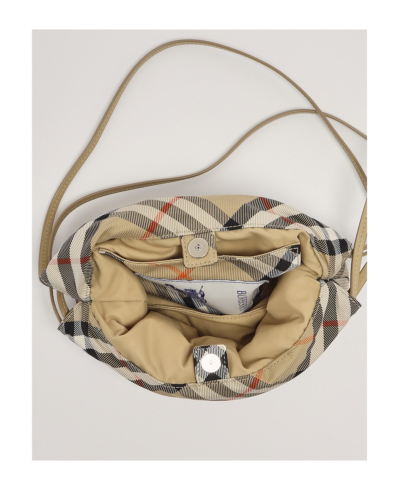 Burberry Drwstrng Pouch Shoulder Bag - CHECK BEIGE
