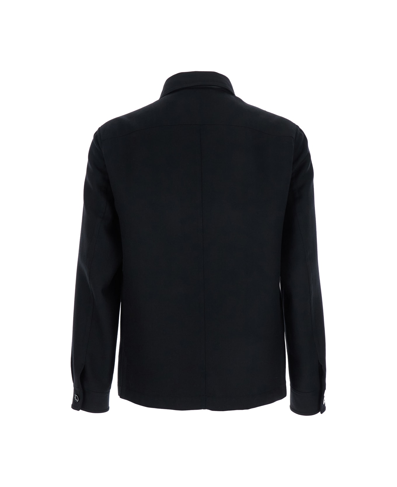 Tom Ford Black Jacket With Flap Pockets On The Chest In Wool Man - Black