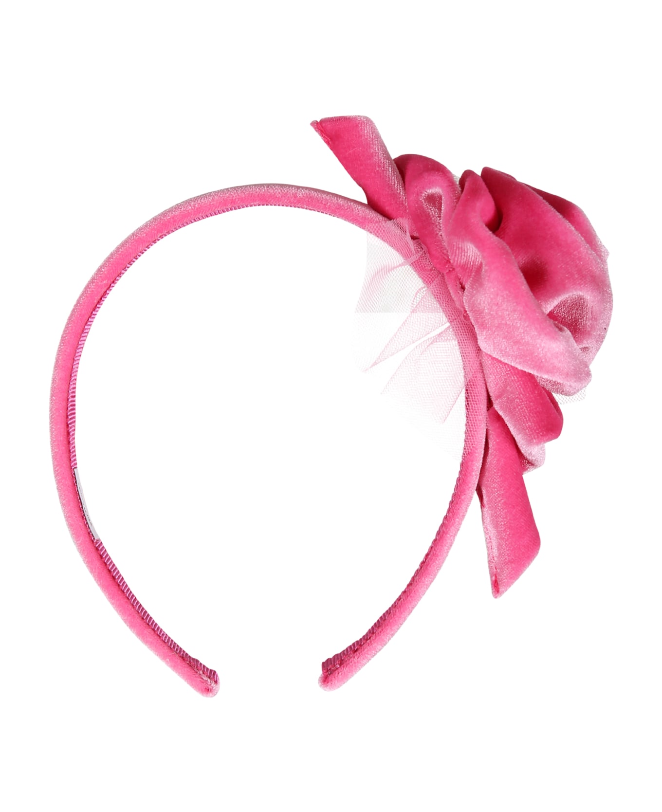 Monnalisa Fuchsia Headband For Girl With Rose - Fuchsia