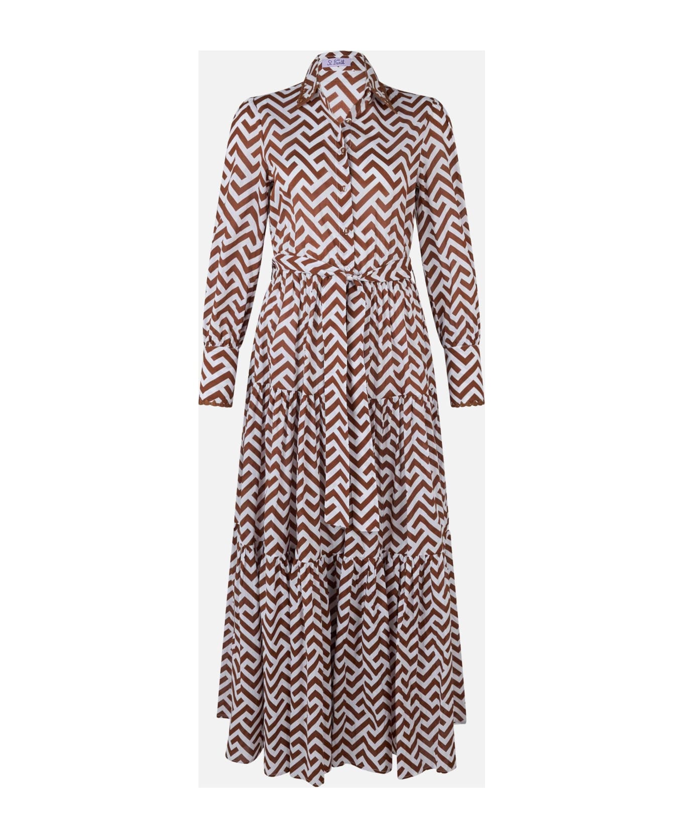 MC2 Saint Barth Striped Print Woman Cotton Dress Jensen - WHITE