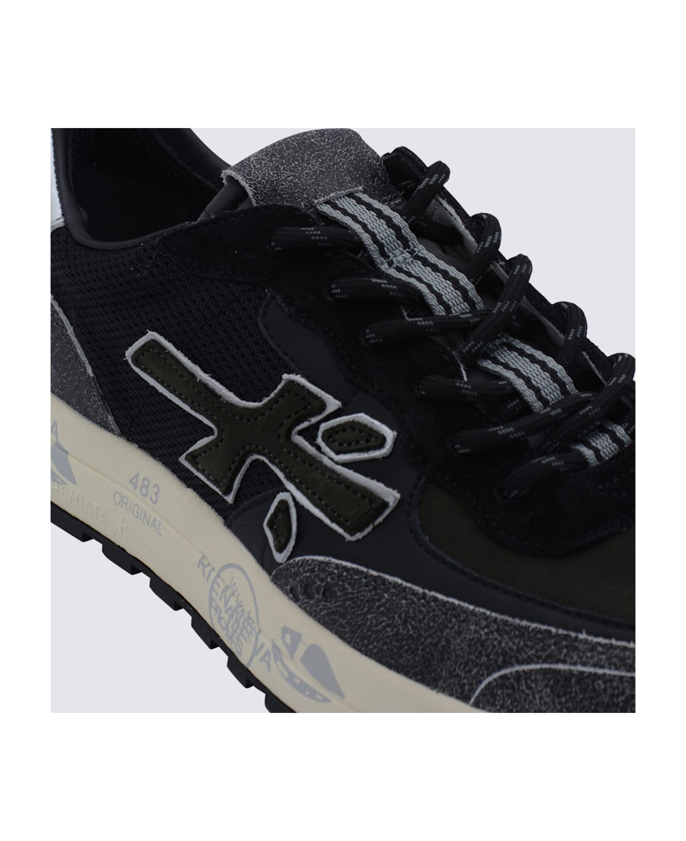 Premiata Black And Grey Leather Nous Sneakers