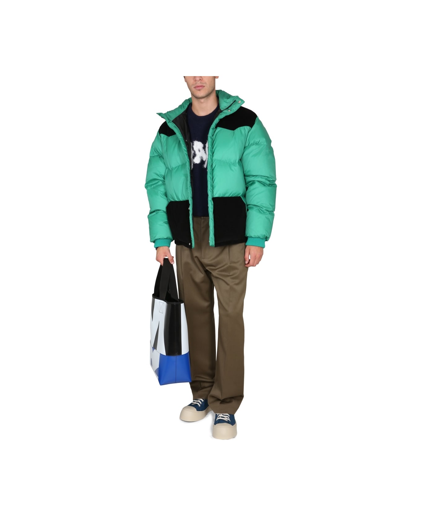 Marni Color-block Down Jacket - GREEN