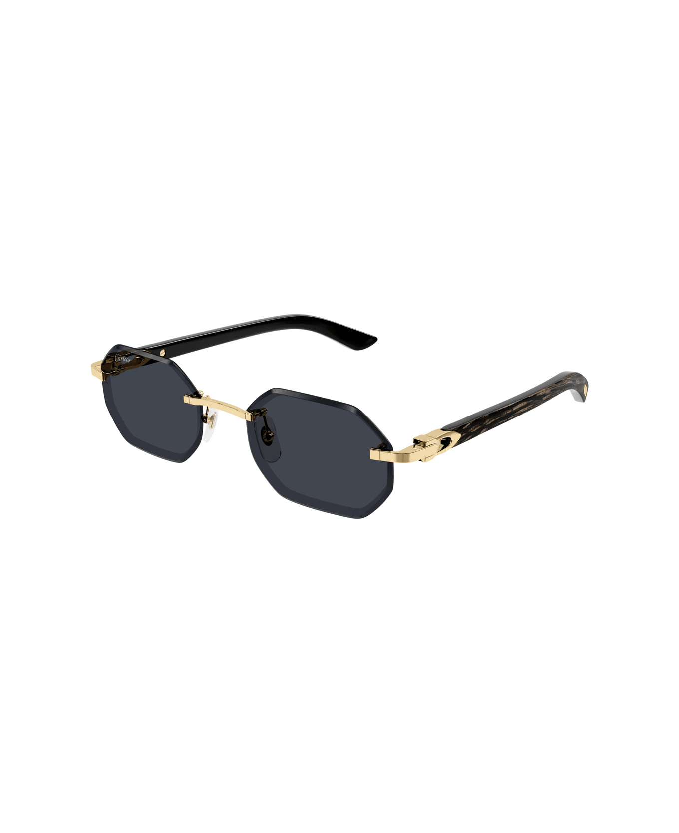 Cartier Eyewear Cartier Ct0439s Linea Décor C Allongé De Cartier 001 Gold Black Grey Sunglasses - Nero