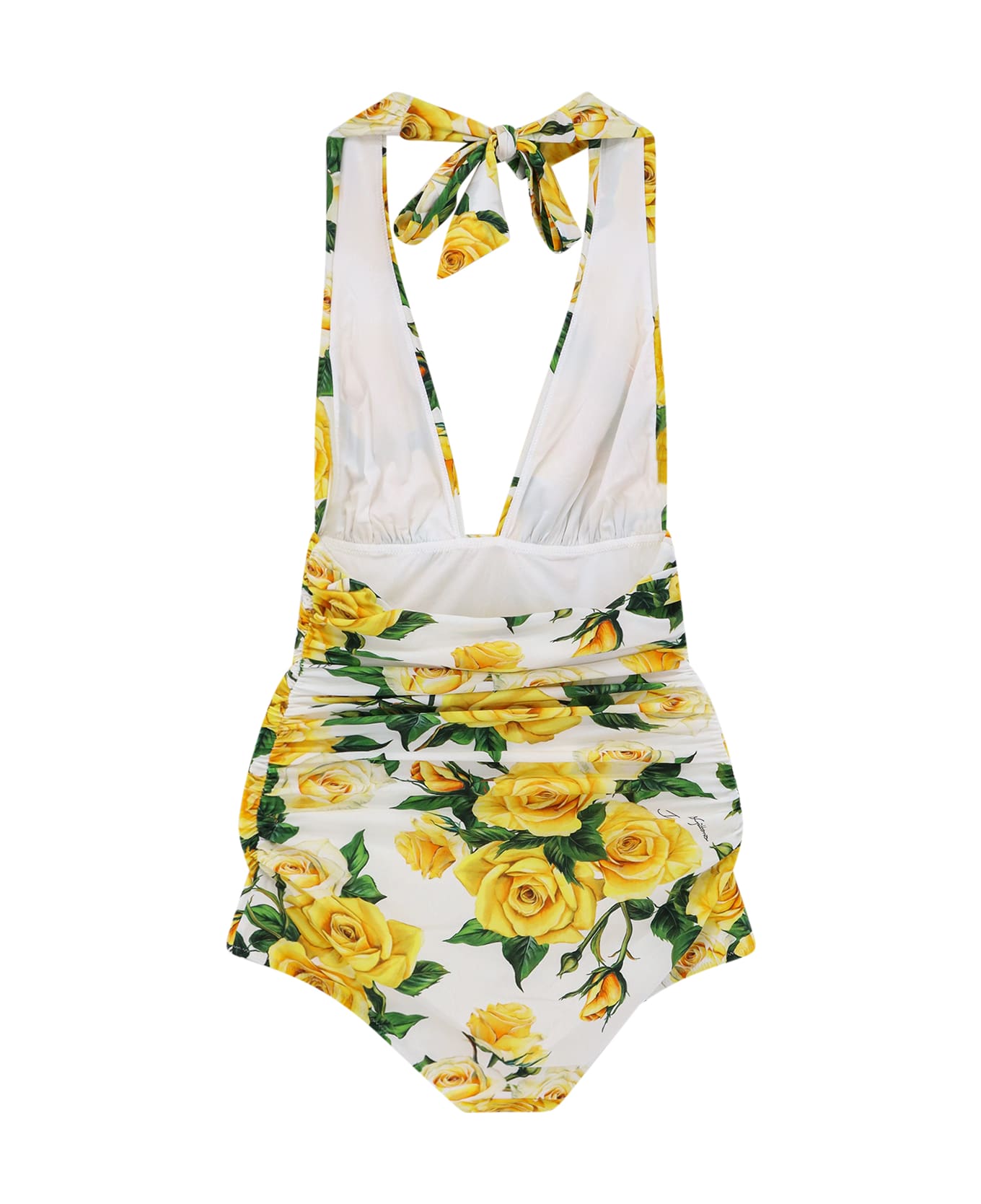 Dolce & Gabbana One-piece Swimsuits With Flower Print - Yellow