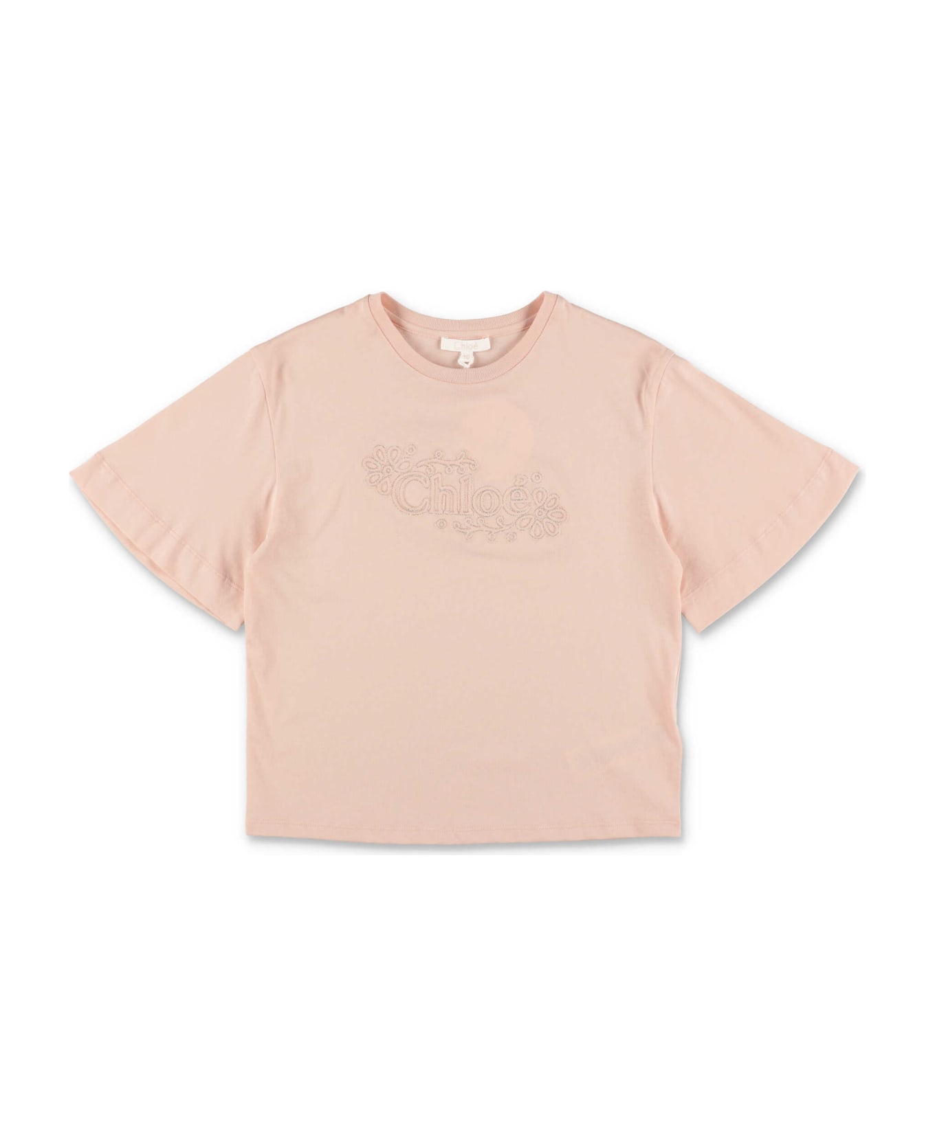 Chloé Chloe T-shirt Rosa In Jersey Di Cotone Bambina - Rosa