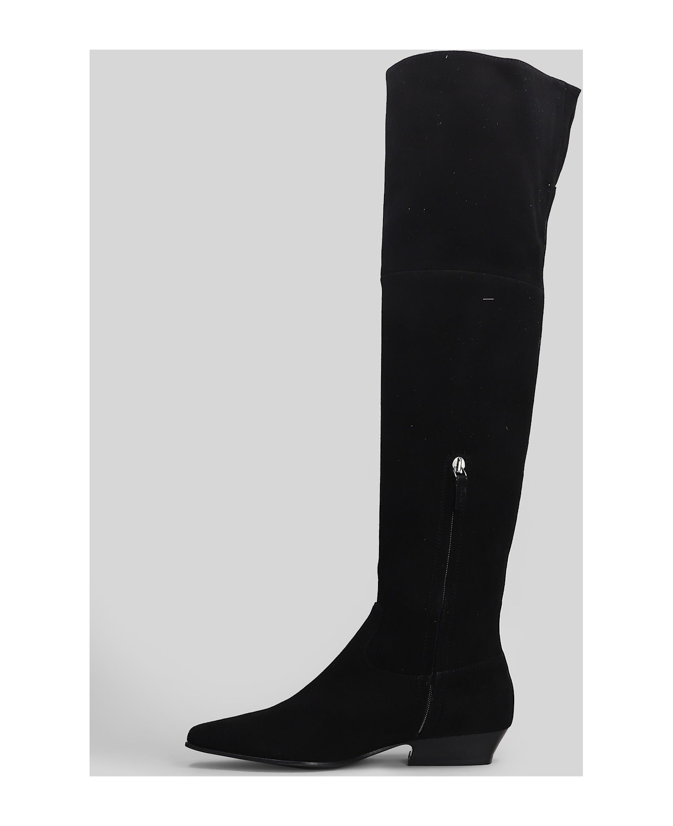 Julie Dee Low Heels Boots In Black Suede - black